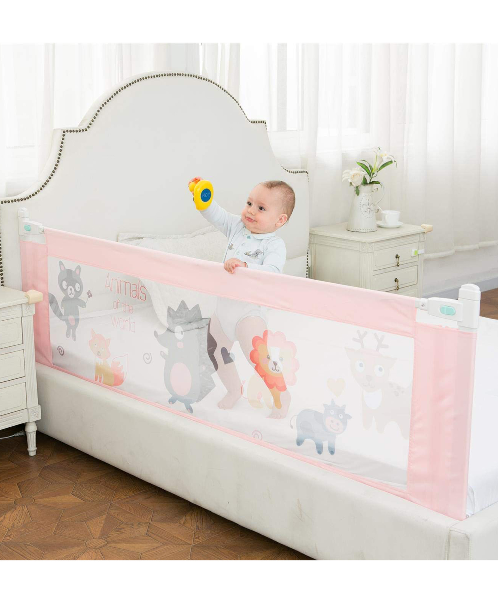 Safe-O-Kid 6.5 Feet Designer Washable Bed Rail Guard - Pink-picture-12