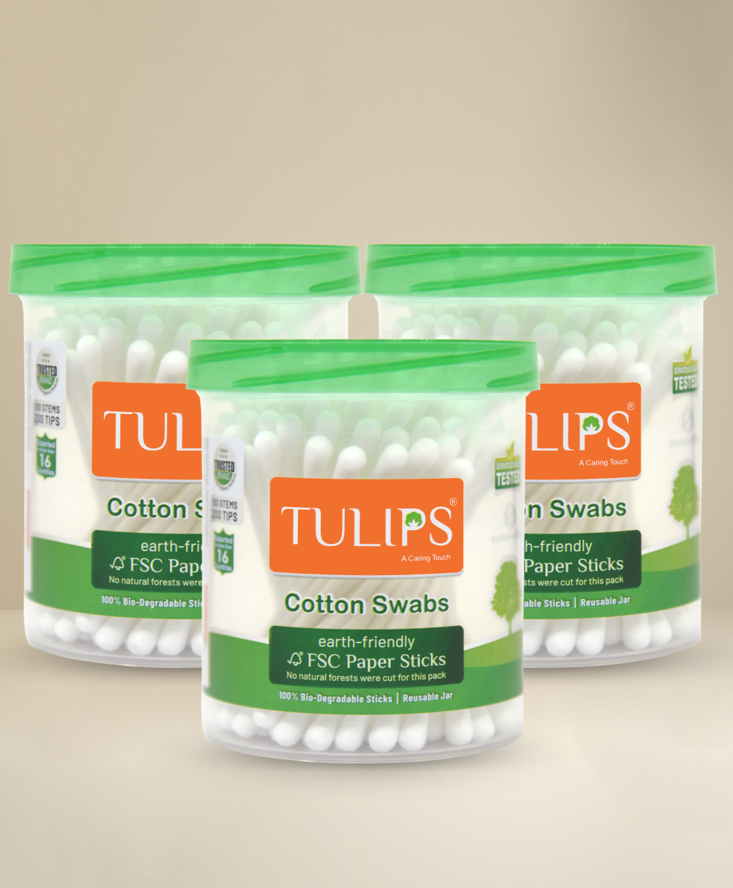 Tulips Biodegradable Cotton Buds Swabs Pack of 3 - 100 Pieces Each-image-26