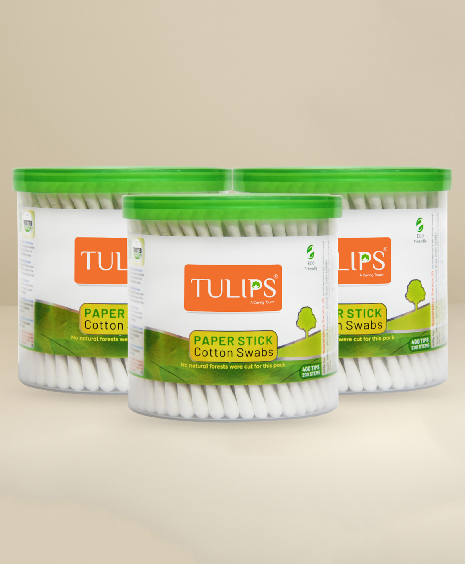 Tulips Biodegradable Cotton Buds Swabs Pack of 3 - 200 Pieces Each-image-44