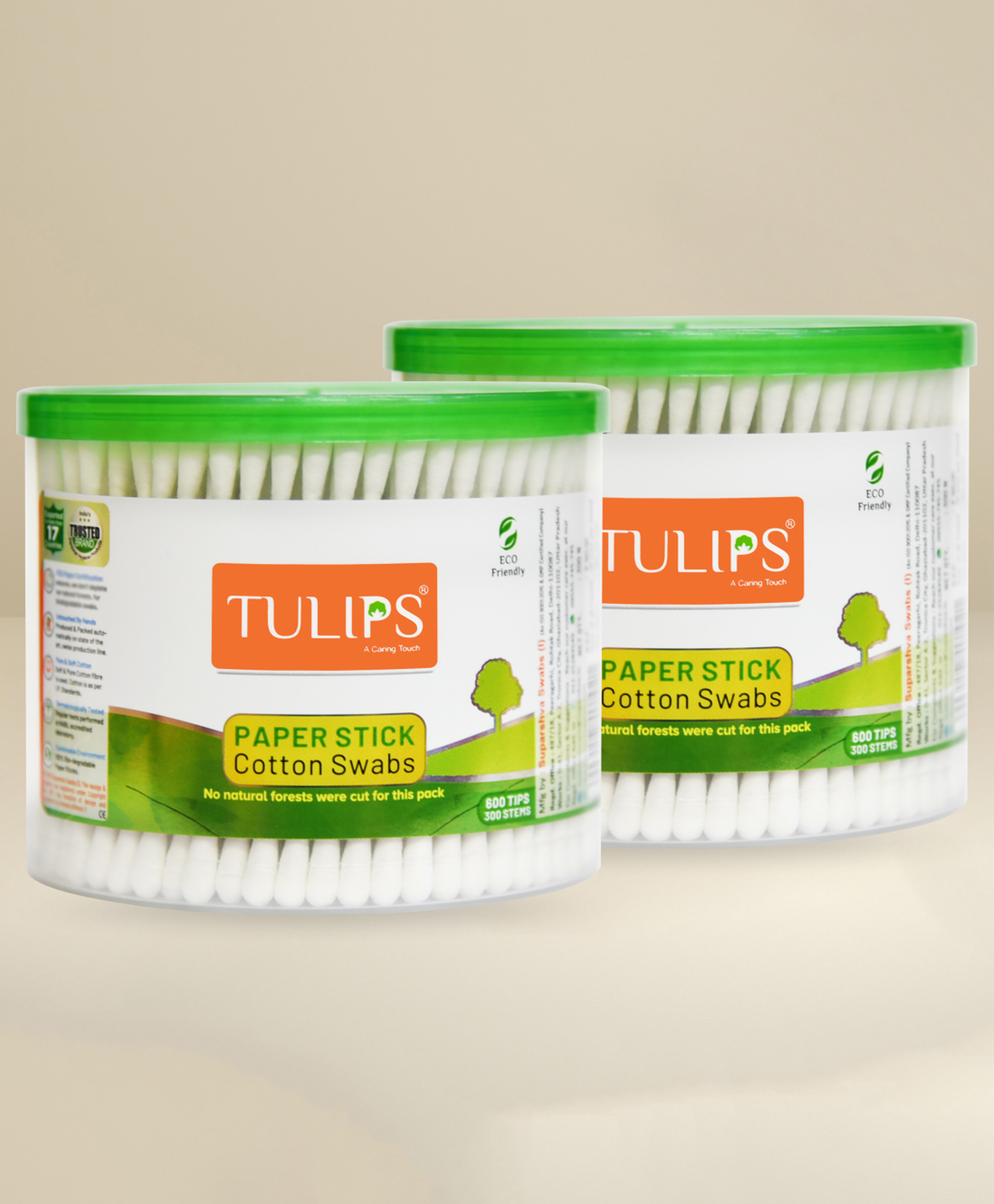 Tulips Biodegradable Cotton Buds Swabs Pack Of 2 - 300 Pieces Each-picture-17