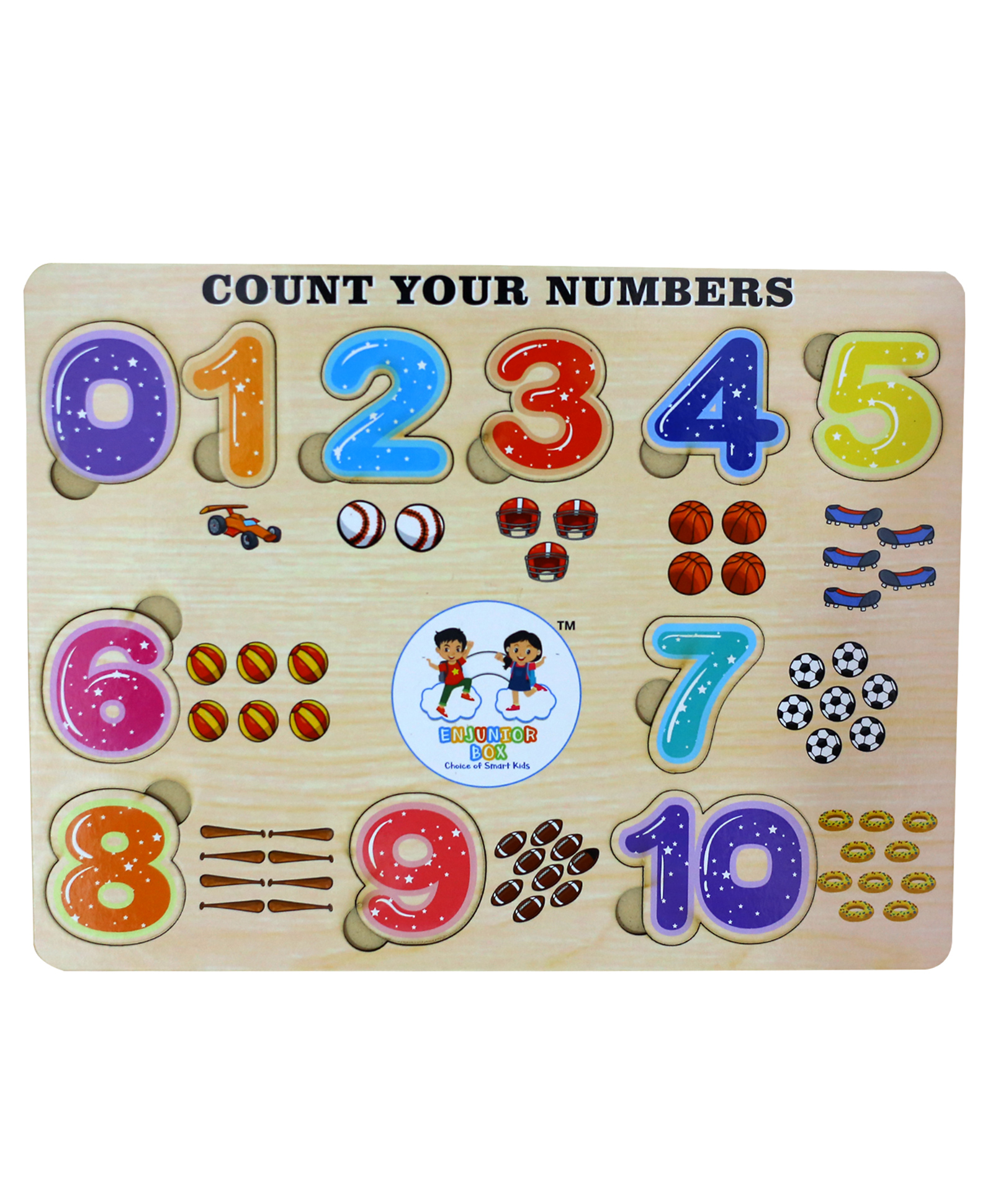 ENJUNIOR BOX -  Wooden Numbers Puzzle without Knobs Educational and Learning Toy for Kids-image-15
