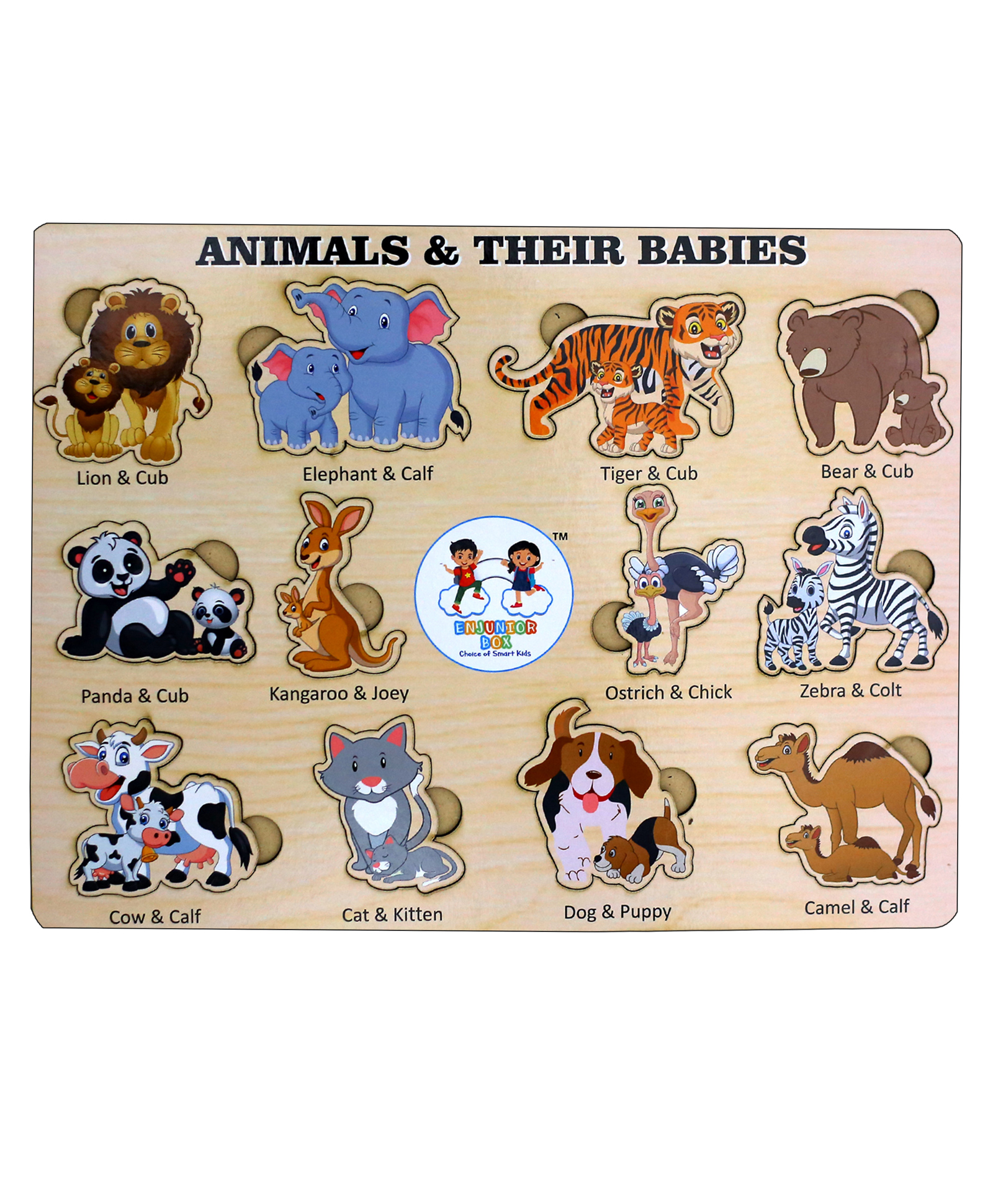 ENJUNIOR BOX -  Wooden Animals Puzzle without Knobs Educational and Learning Toy for Kids-picture-27
