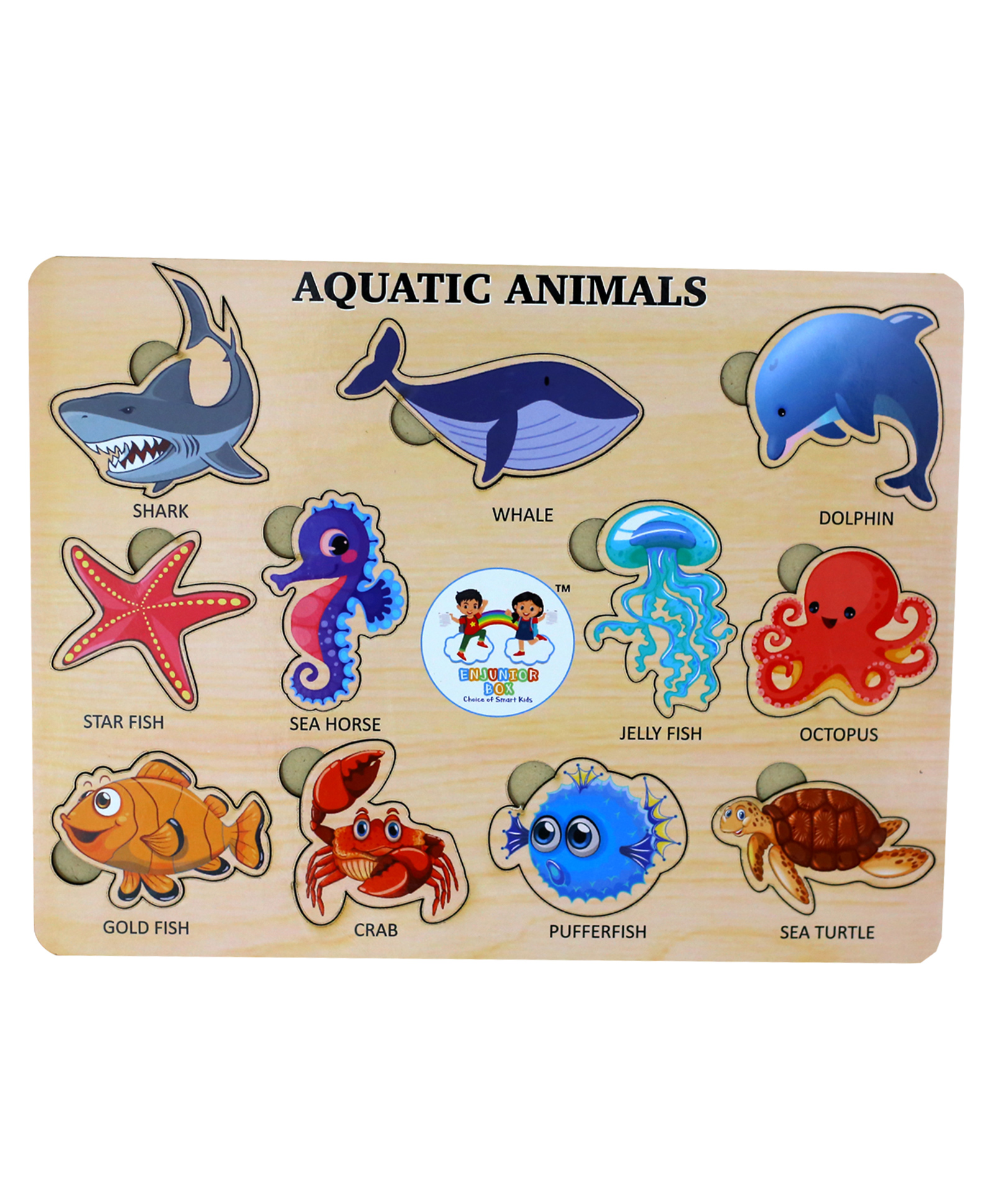ENJUNIOR BOX - Wooden Aquatic Animals Puzzle without Knobs Educational and  Learning Toy for Kids Online India, Buy Puzzle Games & Toys for (3-6 Years)  at  - 11295195