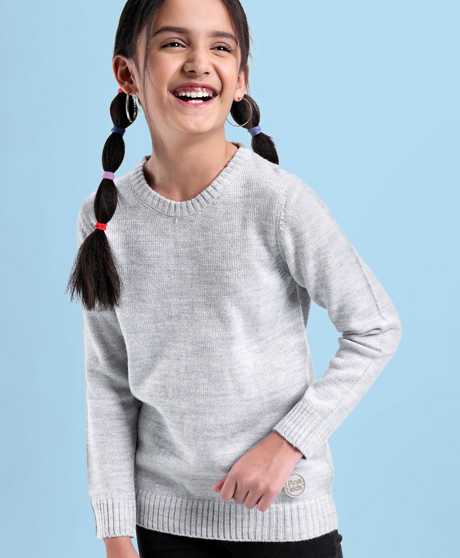 Pine Kids Full Sleeves Light Winter Wear Pullover Sweater - Grey-picture-11