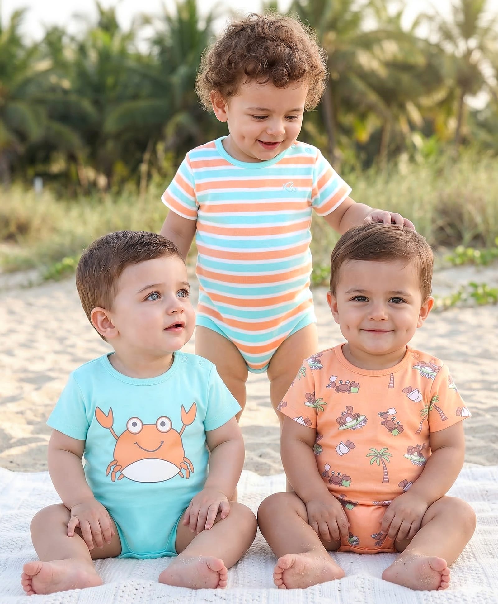 Babyoye Half Sleeves Onesies Multiprint Pack of 3 - Multicolor-picture-46