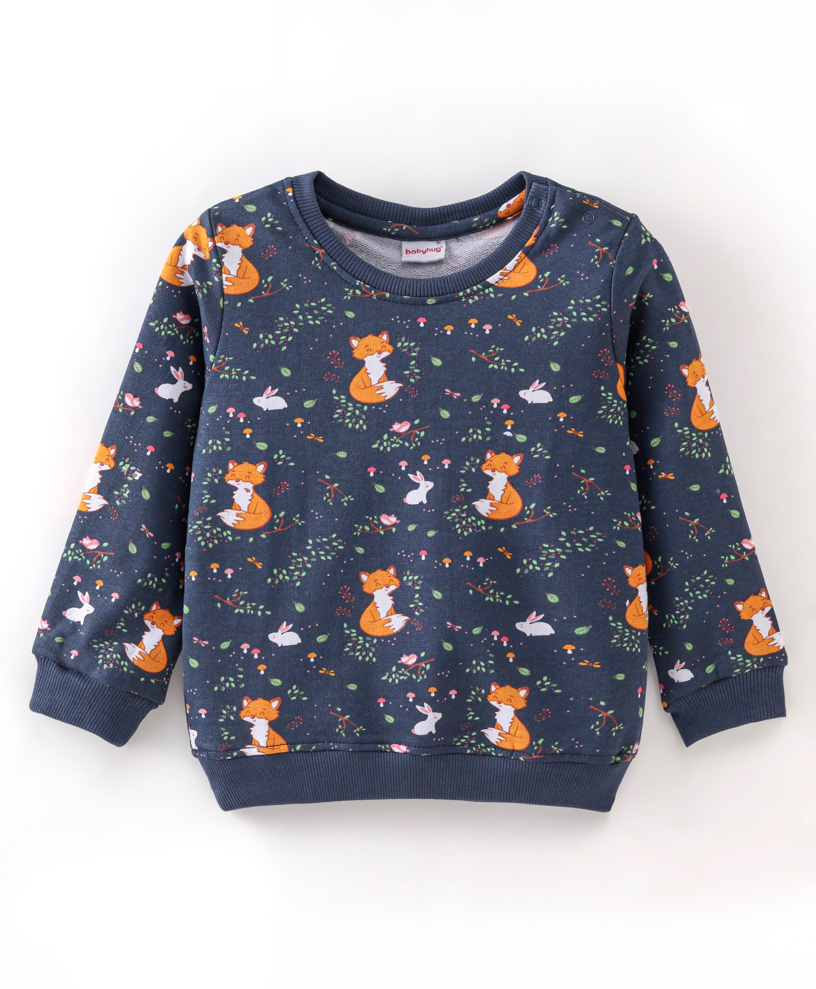 Babyhug 100% Cotton Full Sleeves  Sweatshirt With Jackal Print -Navy Blue-image-38