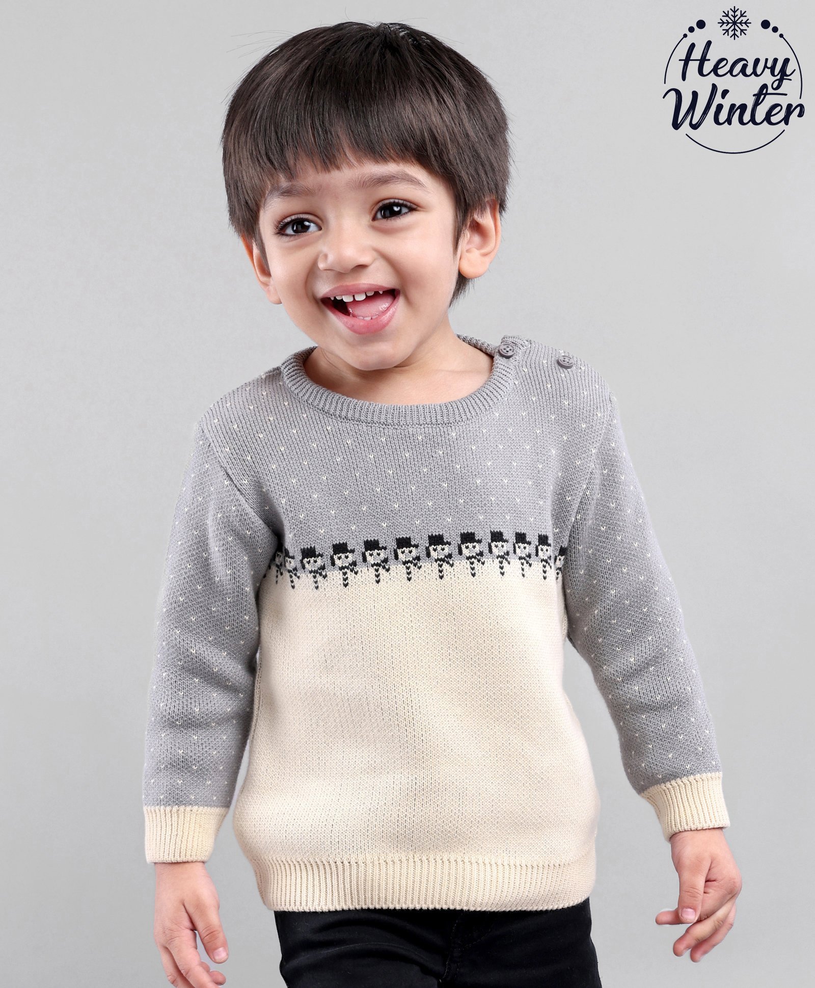 Babyoye Cotton Blend Full Sleeves Pullover Sweater Snowman Design - Multicolour-image-2