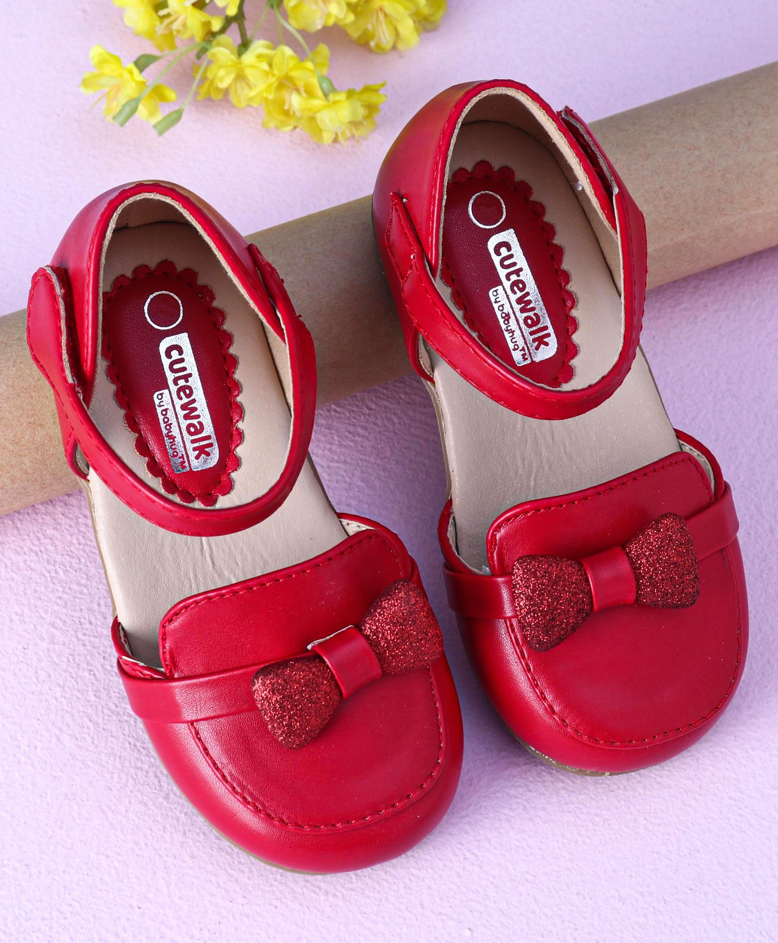 Cute Walk by Babyhug Ballerinas Bow Applique - Red-picture-15