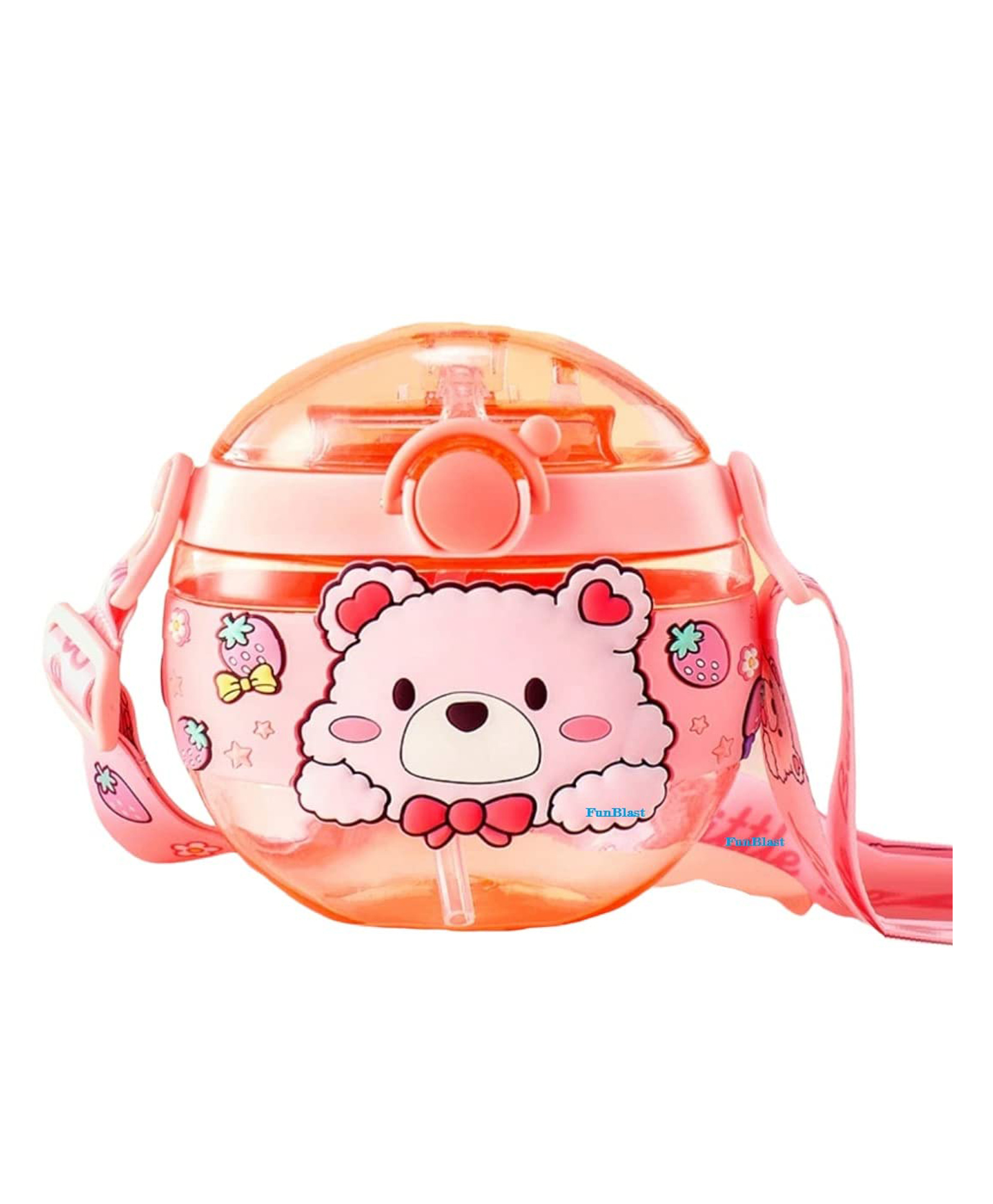 FunBlast Water Bottle with Straw Pink  420 ML (Pink)-image-13