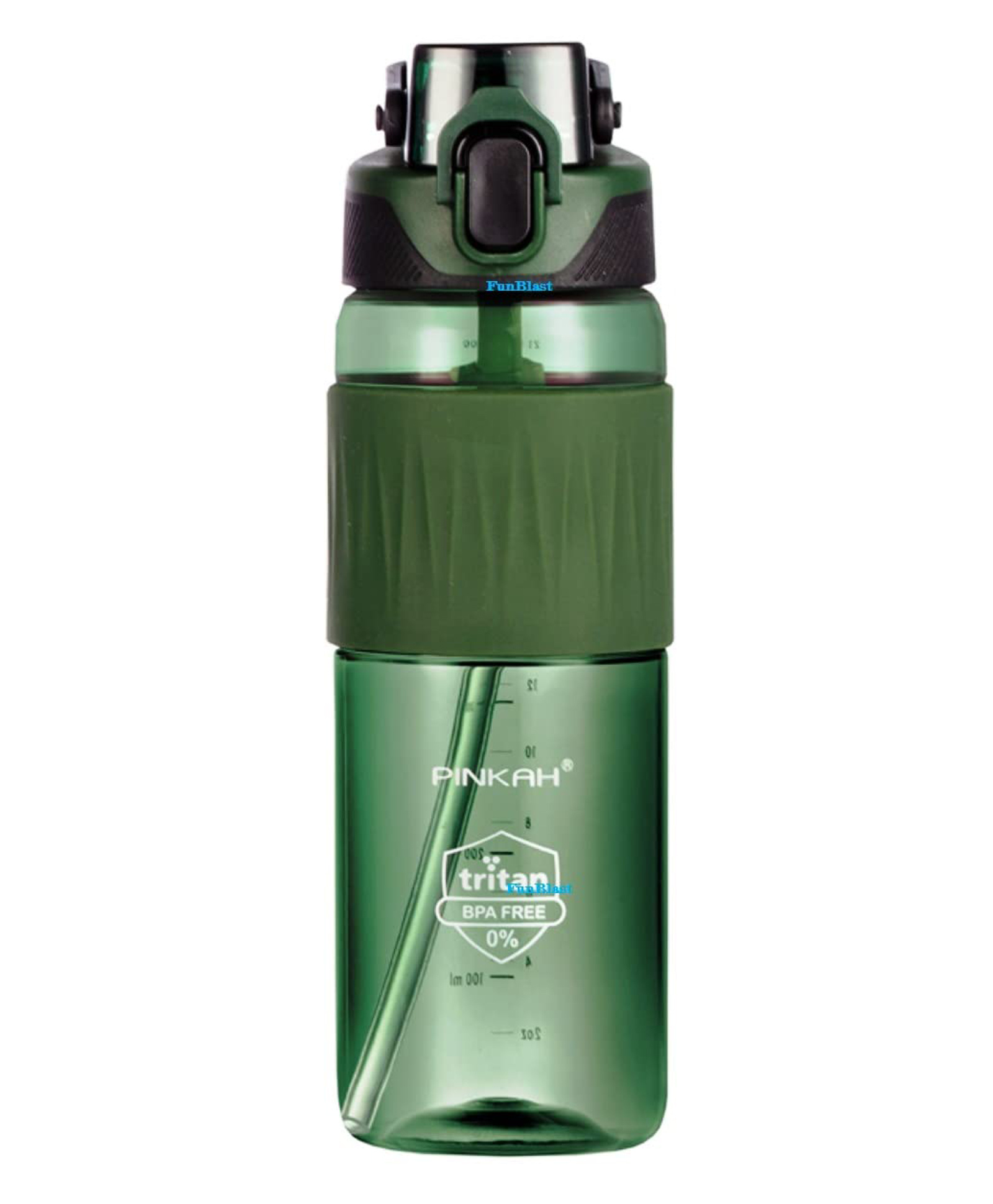 FunBlast Tritan Water Bottle with Straw and Sipper  1100 ML (Green Color)-image-26