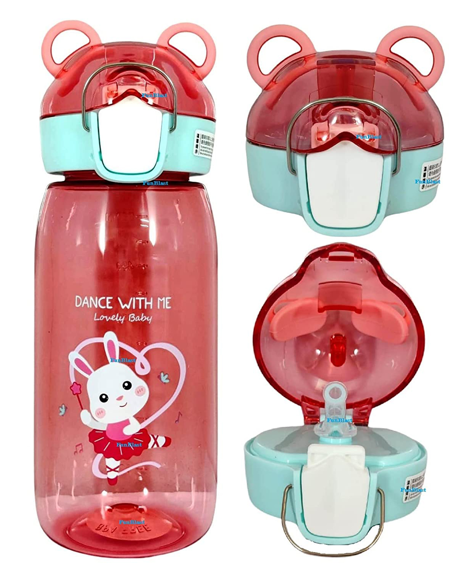 FunBlast Water Bottle with Straw Pink - 400 ml-image-25