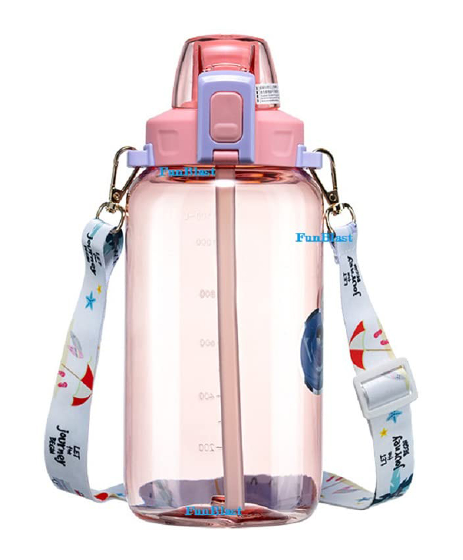 FunBlast Water Bottle with Straw Pink - 1200 ml-image-9