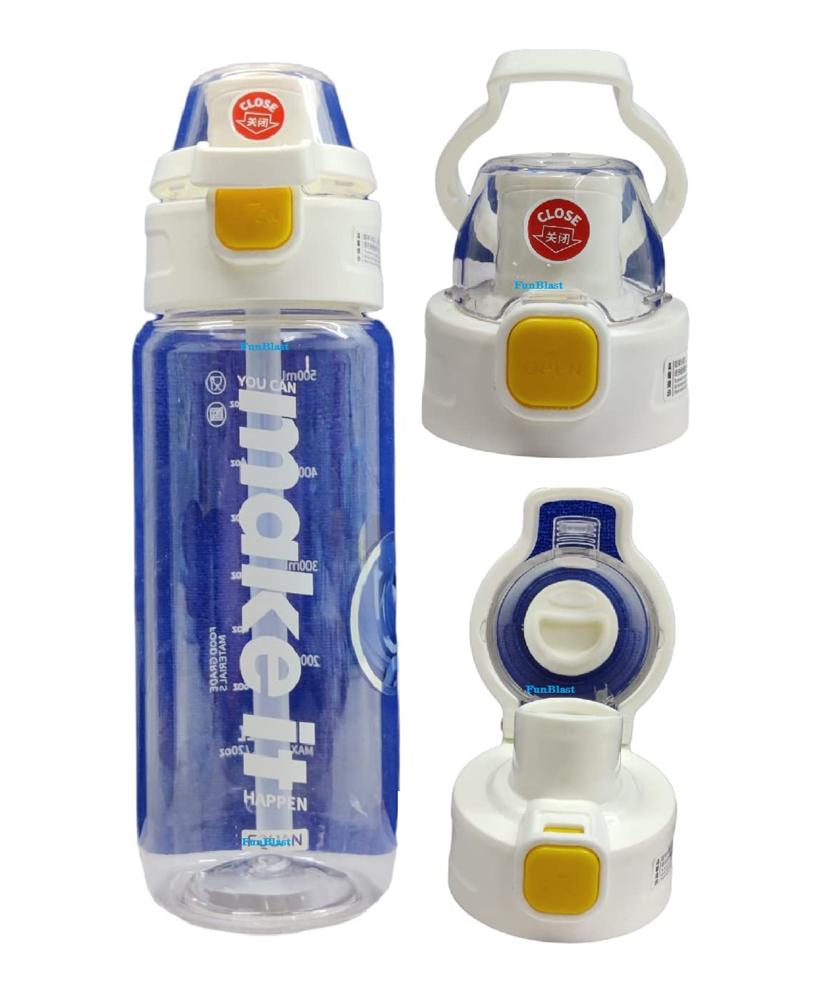 FunBlast BPA Free Sports Water Bottle White - 600 ml-image-23