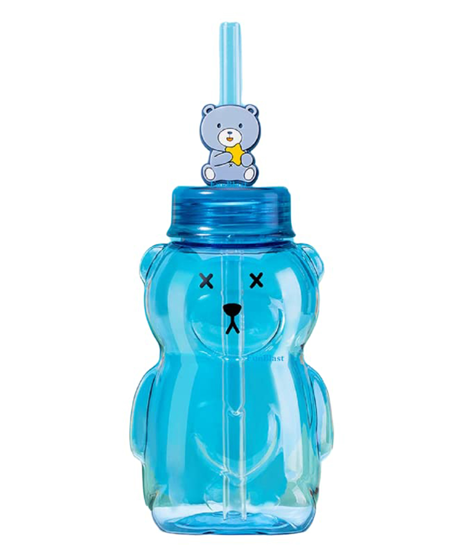 FunBlast Teddy Shaped Water Bottle with Straw Blue - 430 ml-picture-10