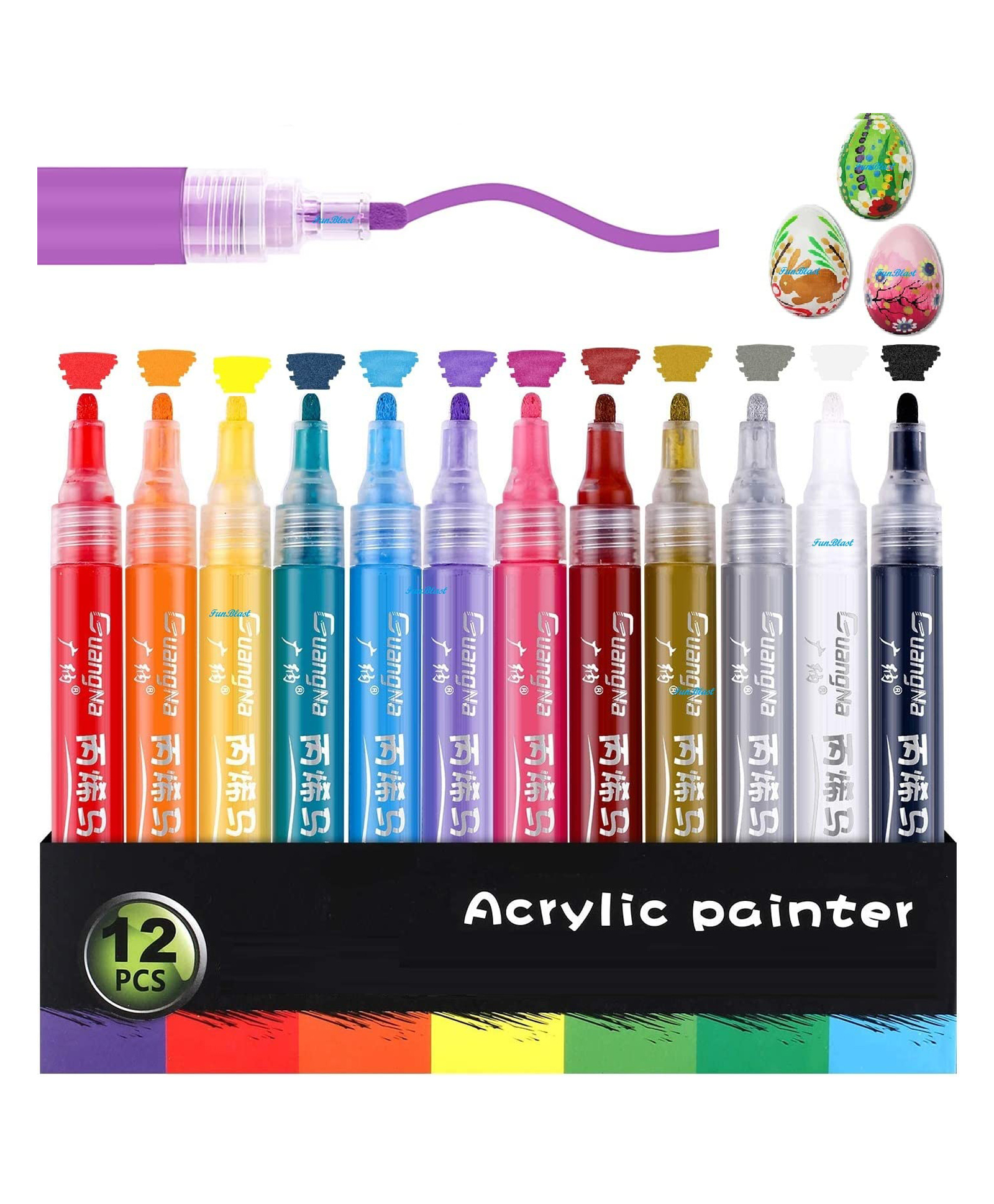 FunBlast Acrylic Marker Colors set  12 Acrylic Markers-picture-17