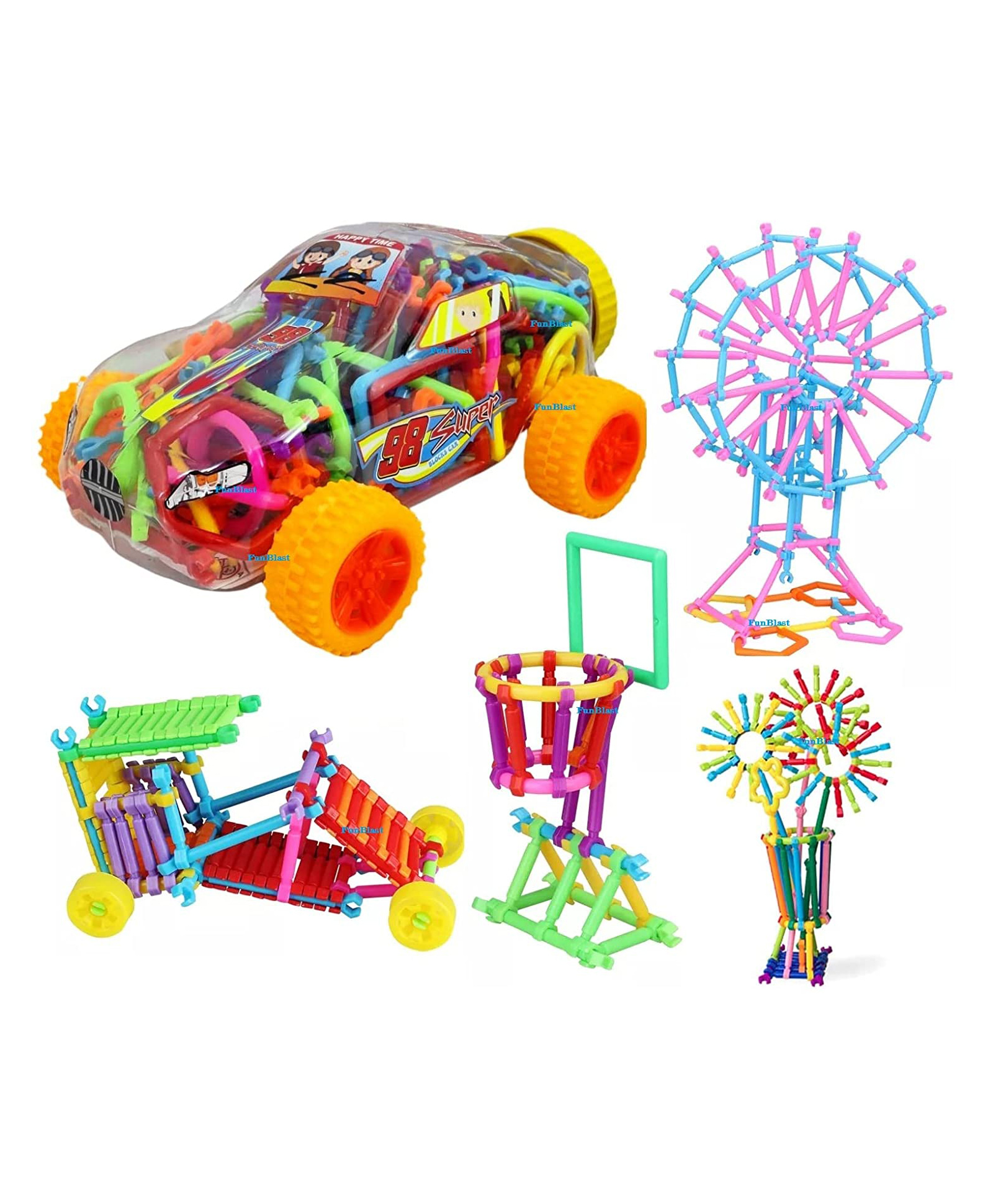 FunBlast DIY Building Blocks Multicolor  130 Blocks-image-9