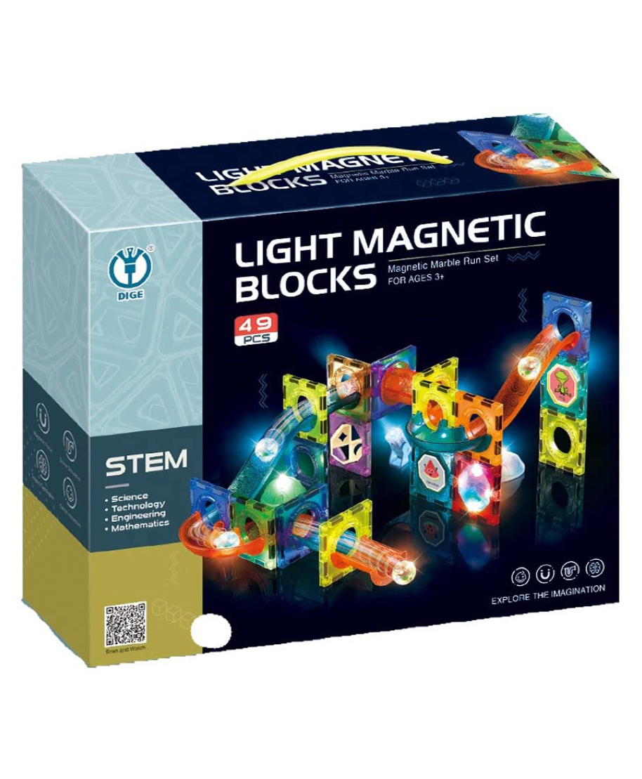 HAPPY HUES Light Magnetic Tiles Building Blocks for Kids Magnetic Marble Run Toys for Kids - 49 Pieces-picture-16