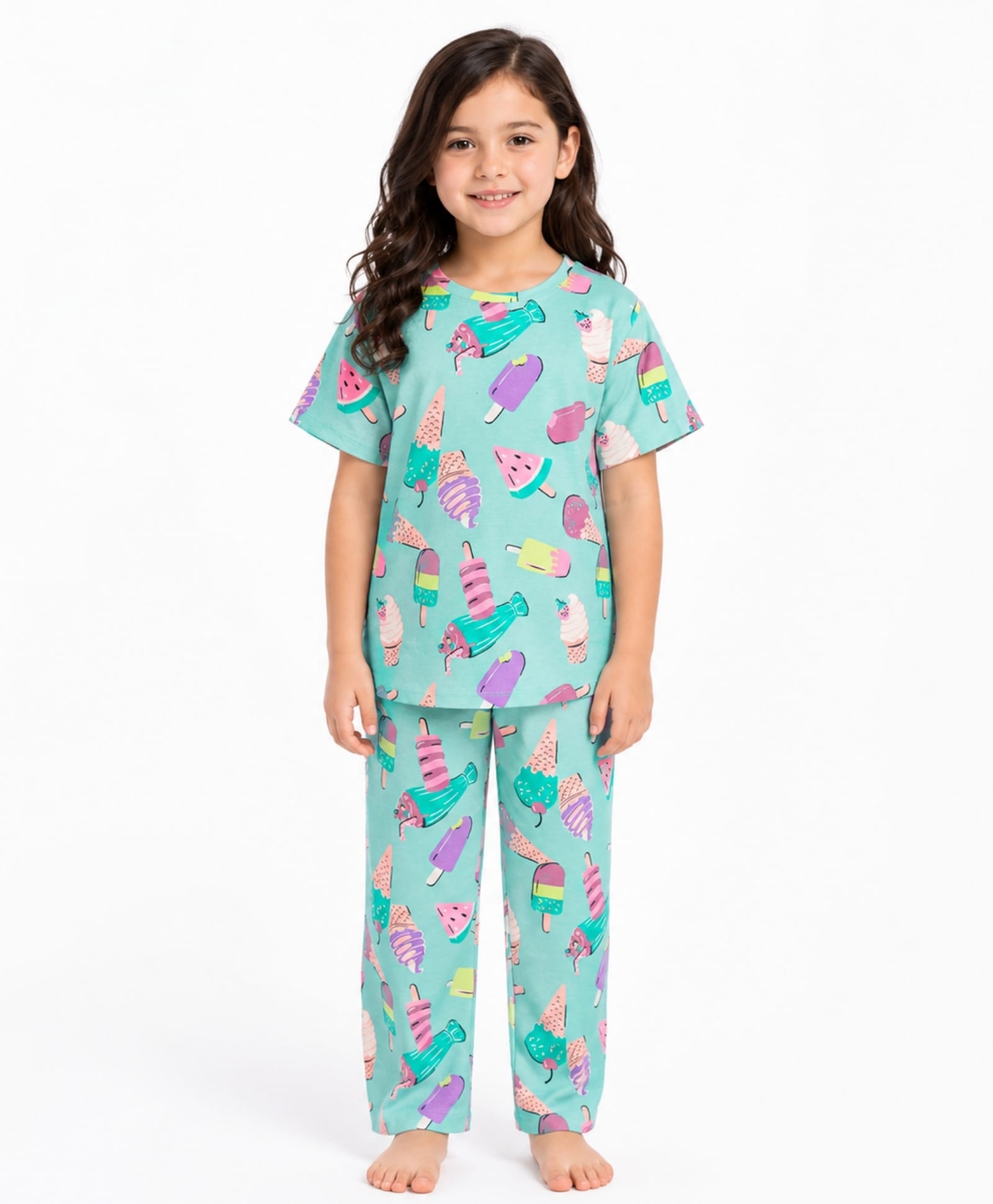 Anthrilo Ice Cream Print Short Sleeves Night Suit - Blue-image-22