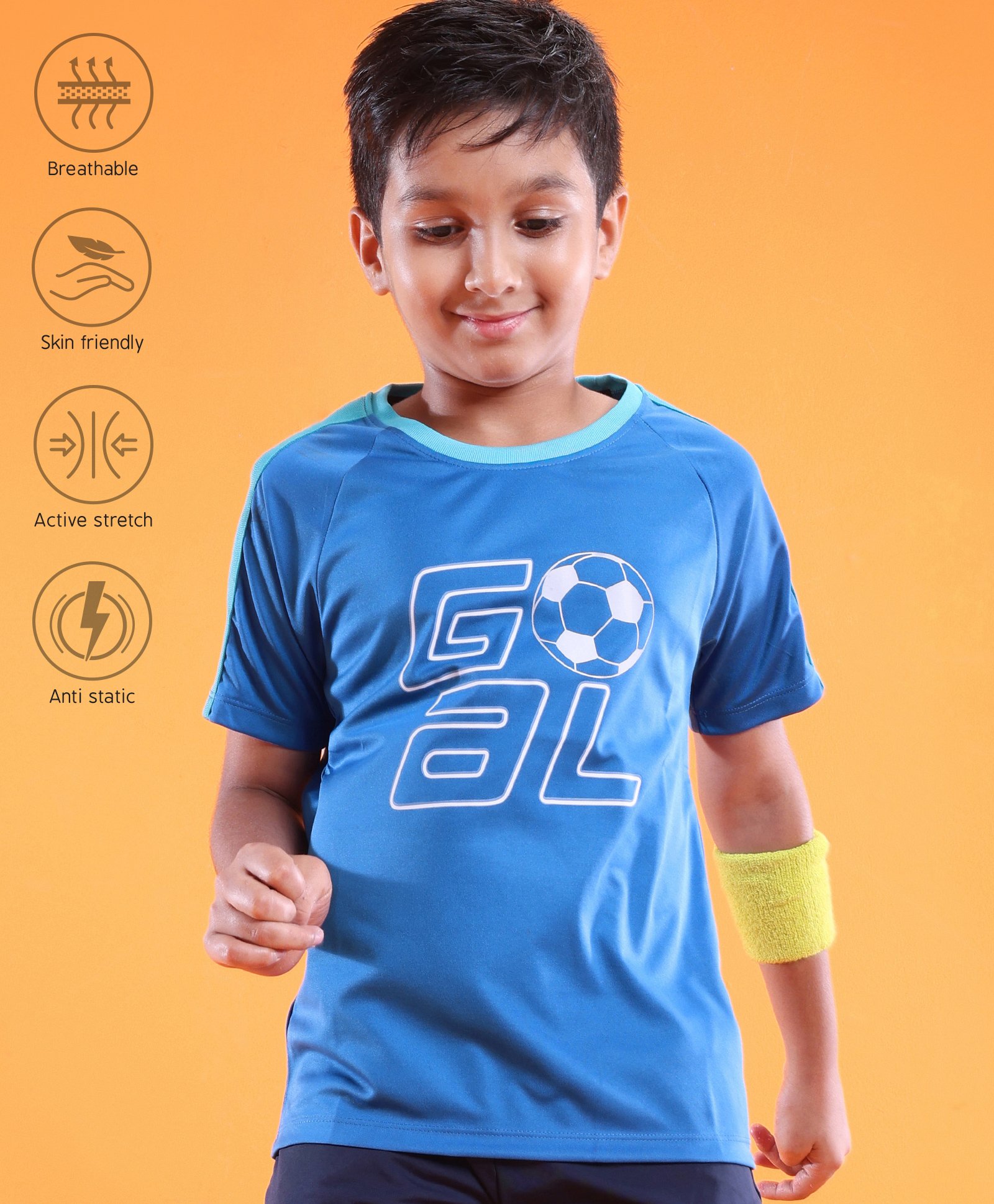 Pine Active Skin Friendly & Breathable Half Sleeves T-Shirt Text Printed - Blue-picture-35