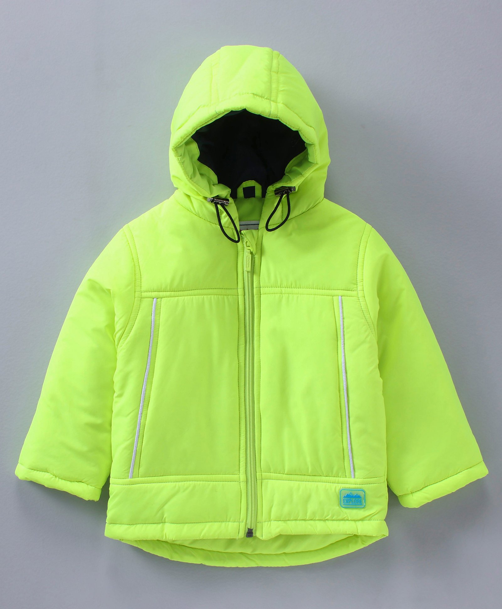 Babyhug Polyester Woven Full Sleeves Winter Jacket Solid - Lime-image-29