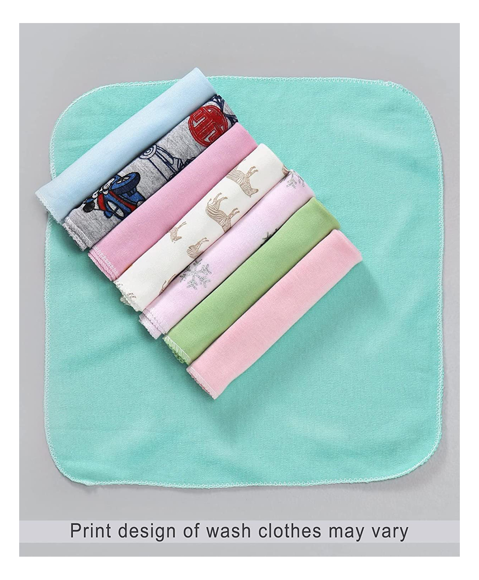 DOMENICO 100% Cotton Wash Cloth Pack of 8 - Multicolor (Print May Vary)-picture-46