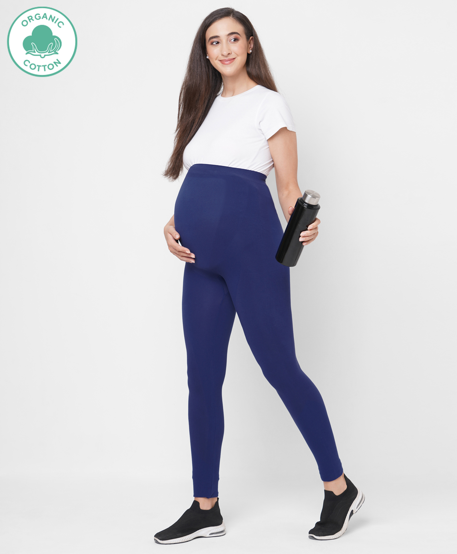 ECOMAMA Super Soft Bamboo Fibre Antimicrobial Seamless Maternity Legging - Blue-image-14