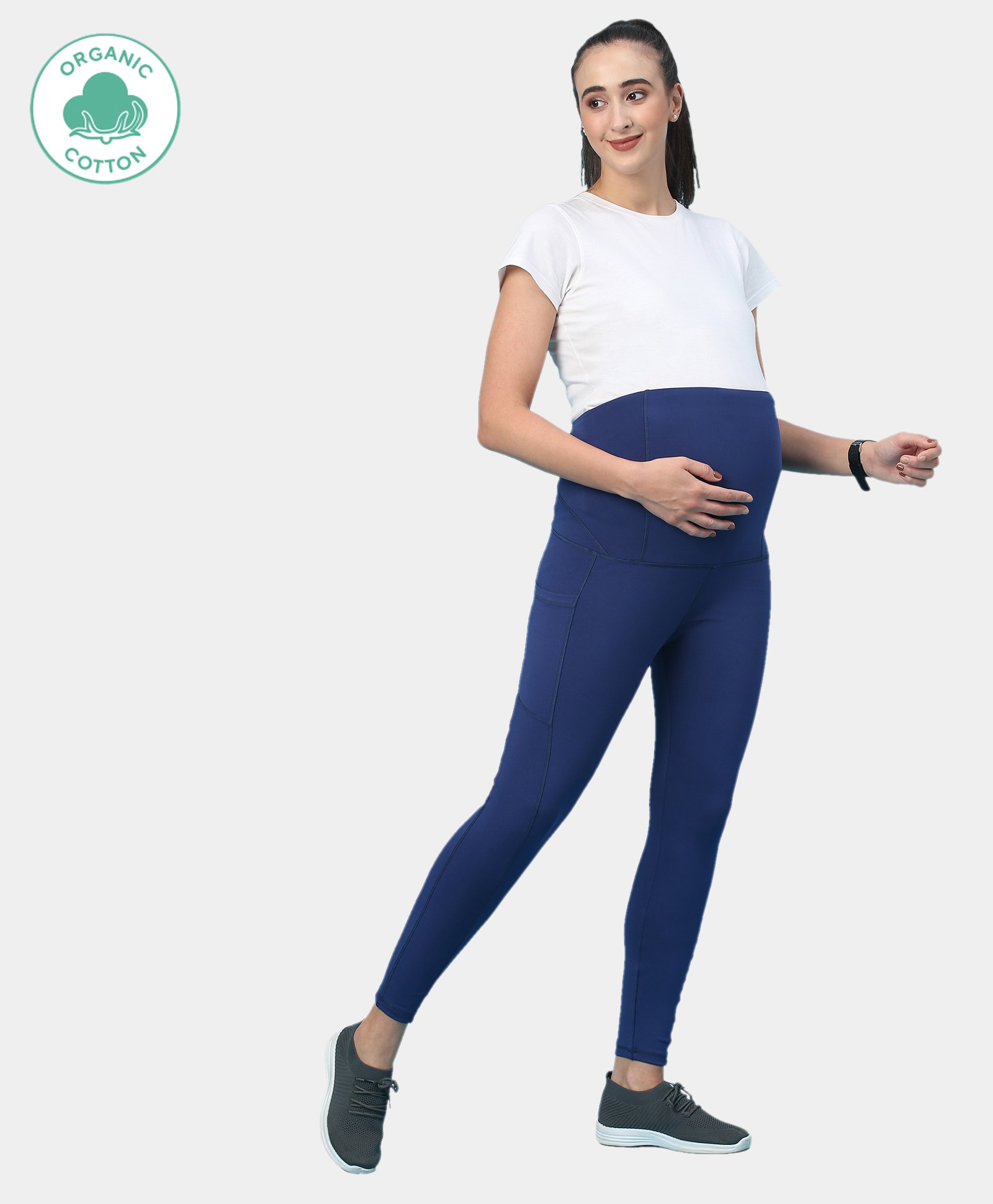 ECOMAMA Recycled Fibre Maternity Full Length Tights - Dark Blue-picture-18