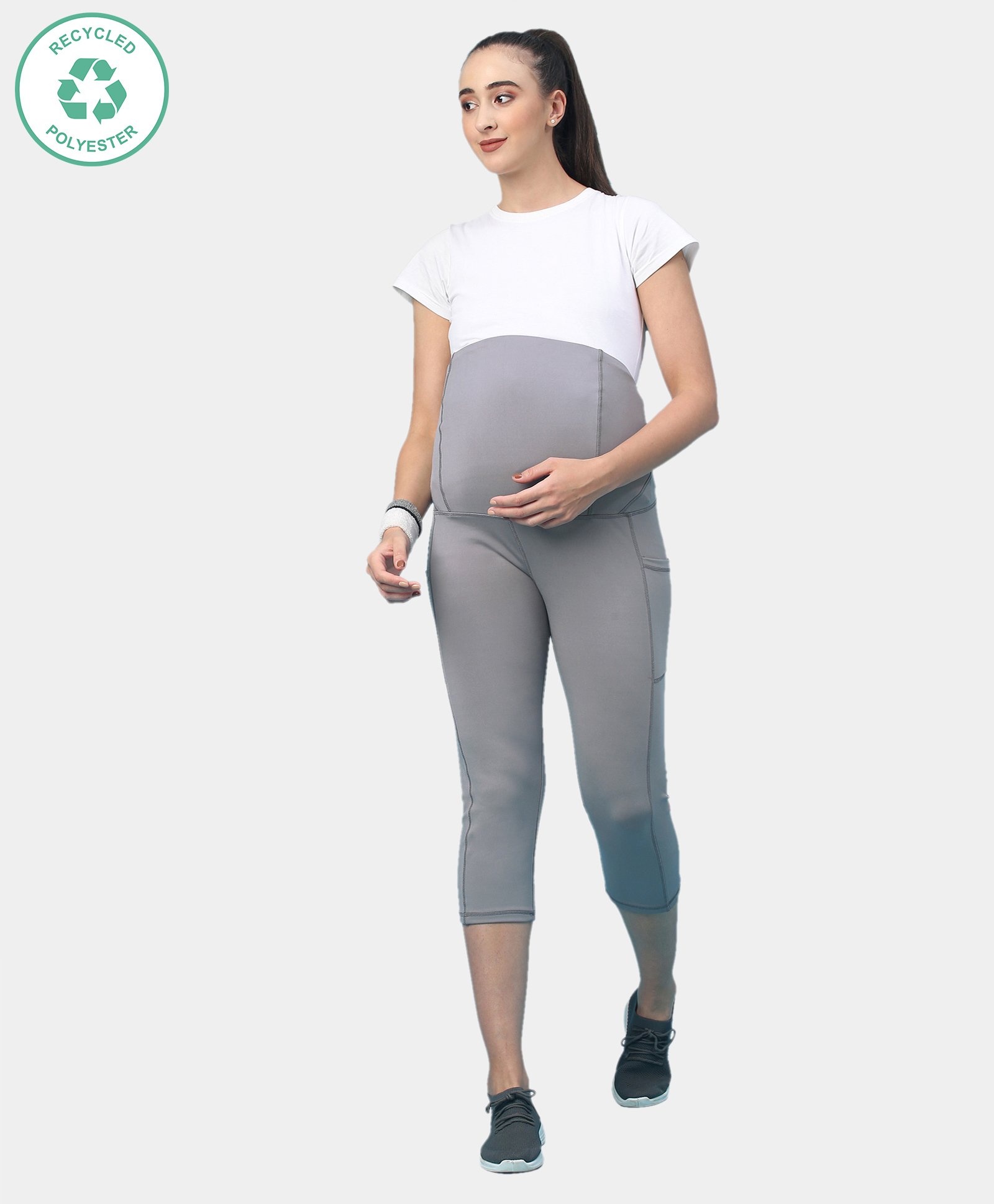ECOMAMA Recycled Fibre Maternity Mid-Calf Tights - Grey-picture-26