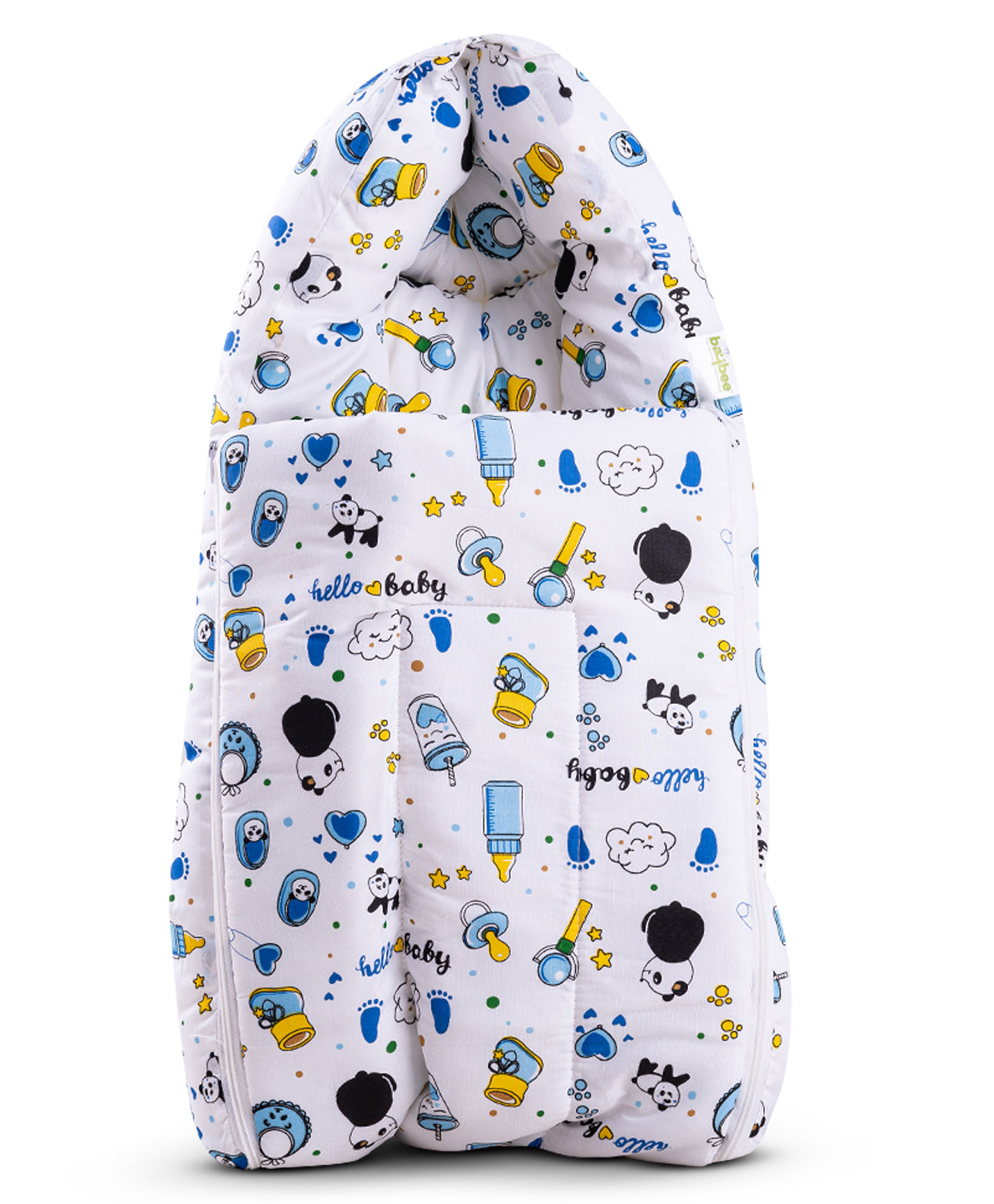 Baybee Panda 3 in 1 Cotton Bed Cum Carry Bed - Blue-image-0