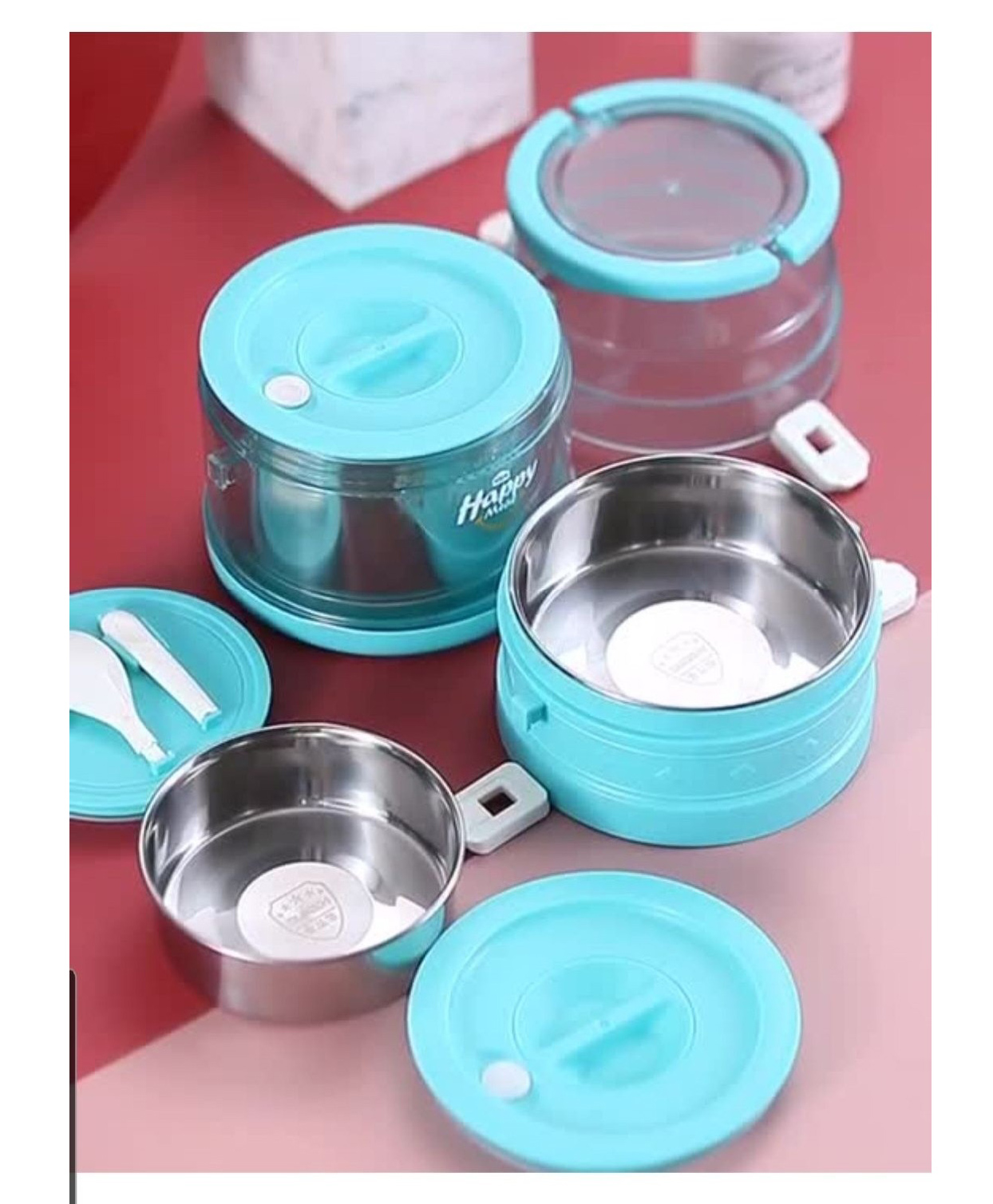 YAMAMA Insulated 3 Layer Stainless Steel Lunch Box -  (Color May Vary)-picture-14