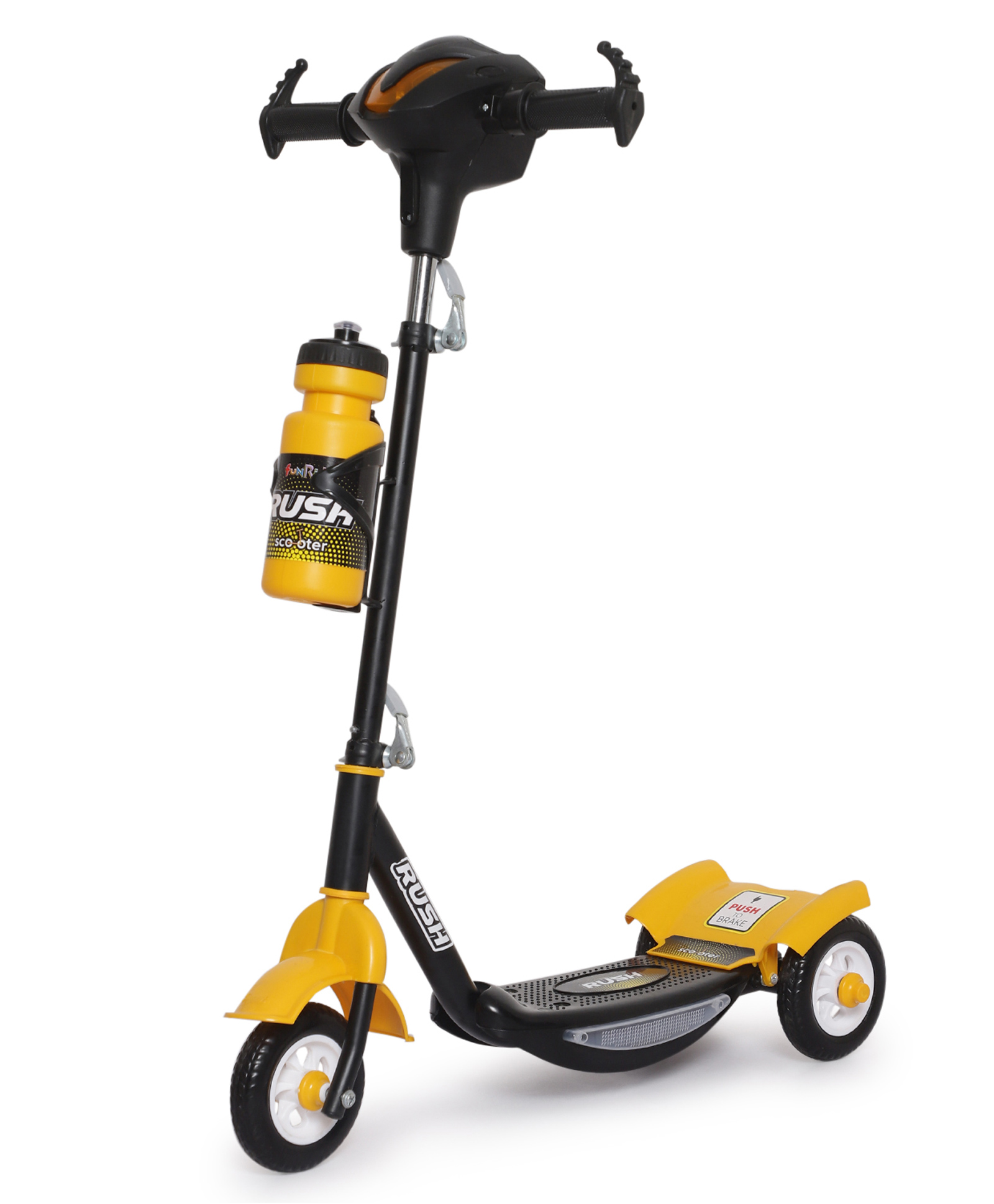 FunRide Kids Scooter Rush DX with Lights and Music  Three Wheel Kick Scooters for Boys and Girls with Sipper Adjustable Height and Rear Brake - Yellow-image-20