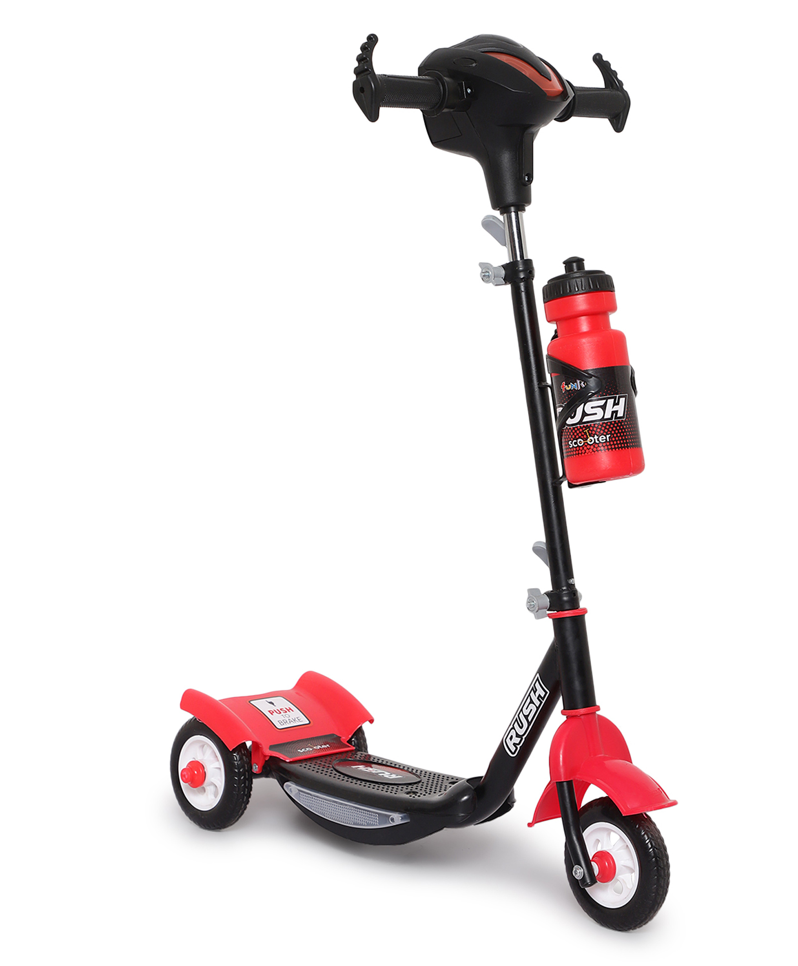 FunRide Kids Scooter Rush DX with Lights and Music  Three Wheel Kick Scooters for   with Sipper Adjustable Height and Rear Brake - Red-image-21