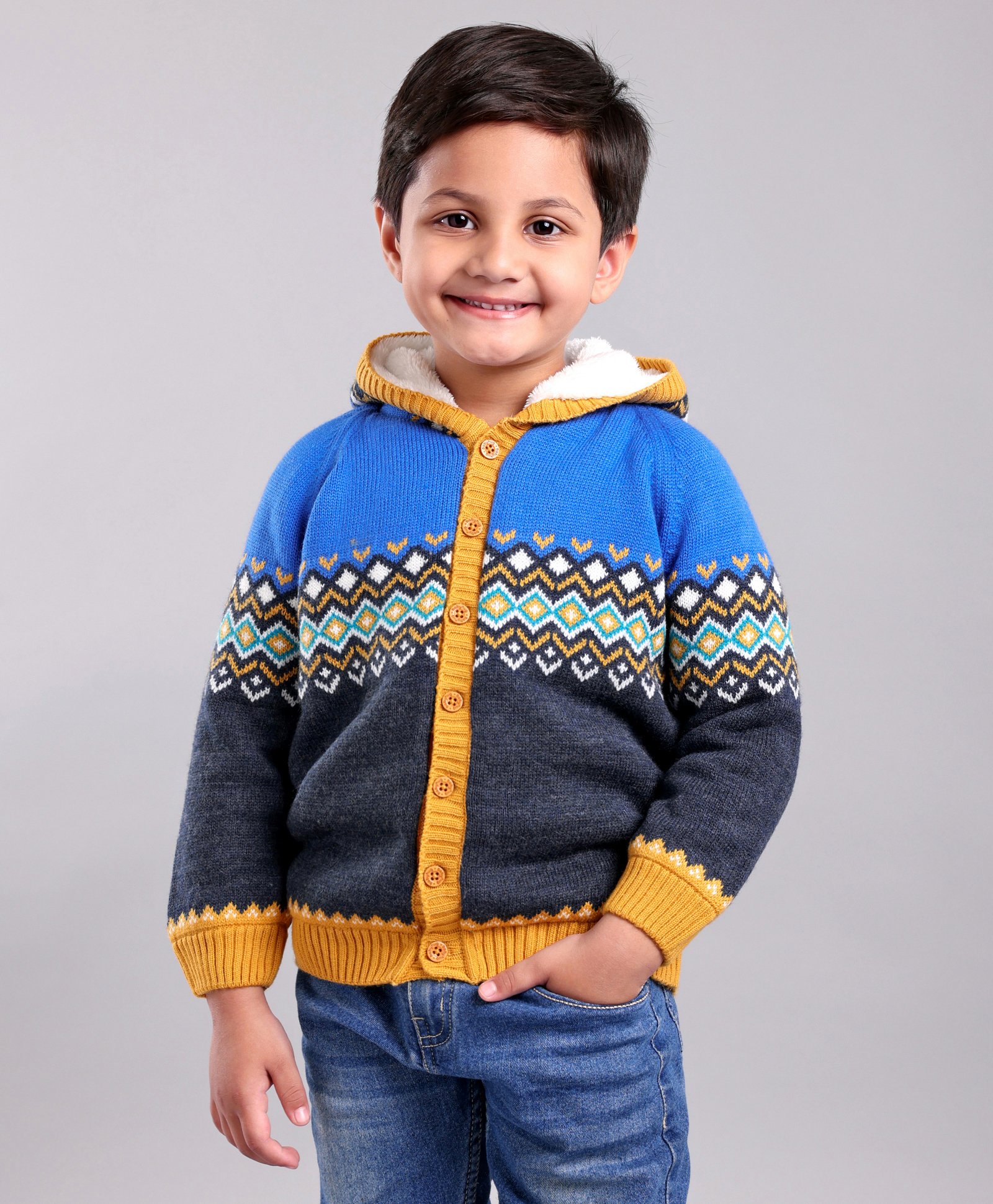 Babyhug Full Sleeves Hooded Sweaters Argyle Print - Multicolor-image-46
