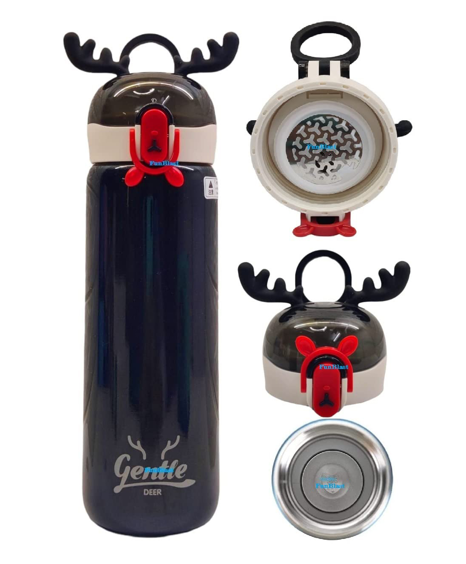 FunBlast Stainless Steel Vacuum Insulated Water Bottle Black  440 ML-image-13