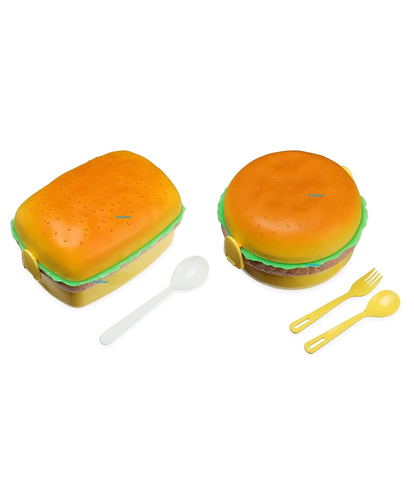 FunBlast Burger Shape Lunch Box Combo Set - Multicolor-image-35