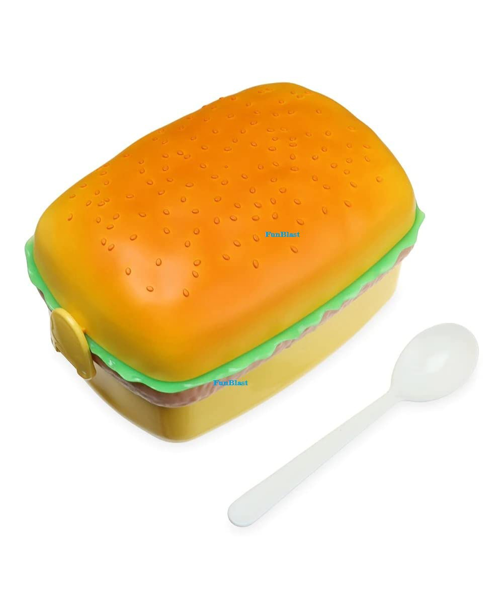 FunBlast Burger Shape Lunch Box with Spoon & Fork - Multicolour-image-43