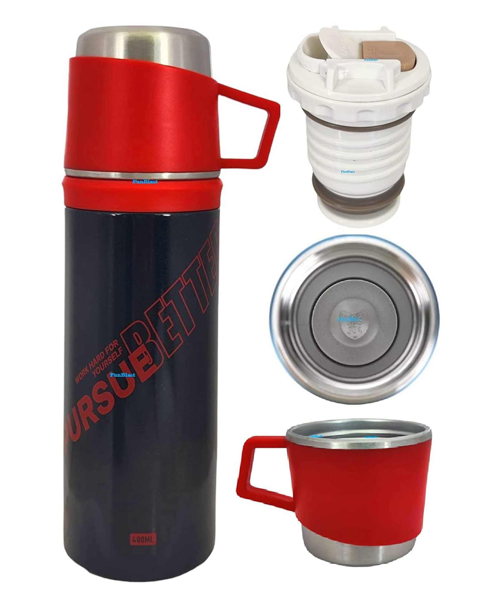 FunBlast Double Wall Vacuum Insulated Stainless Steel Water Bottle Black  400 ML-picture-35