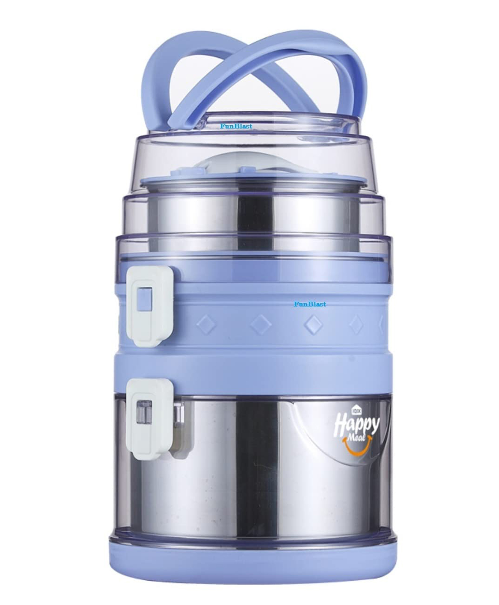 FunBlast Round Shaped Double Layer Stainless Steel Lunch Box Blue  2.1 L-picture-24