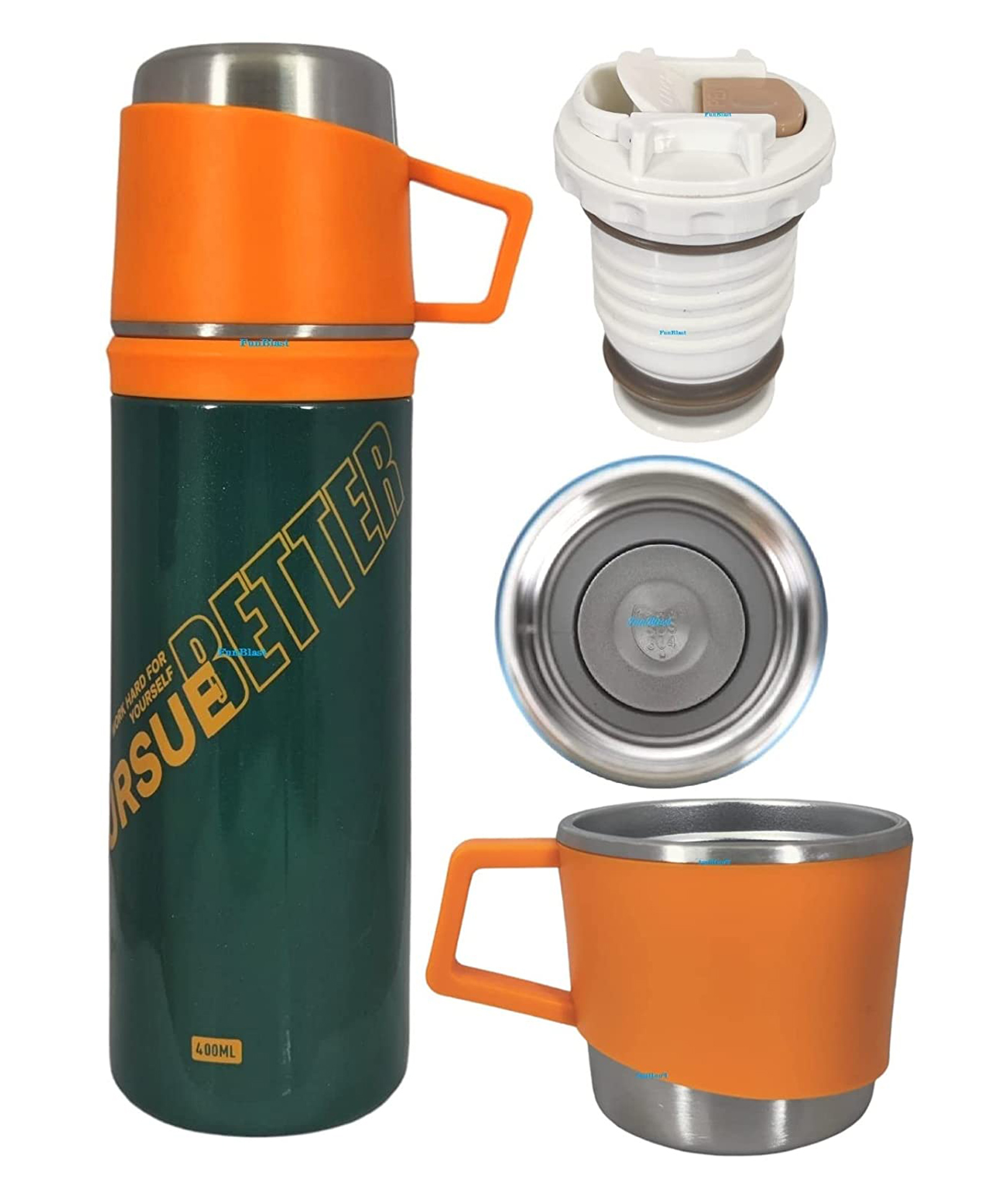FunBlast Double Wall Vacuum Insulated Stainless Steel Water Bottle Green  400 ML-picture-33