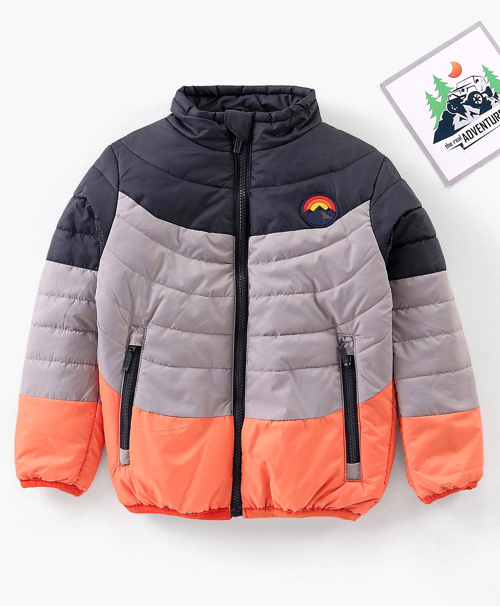 Babyhug Full Sleeves Color Block Quilted Jacket - Multicolour-image-22