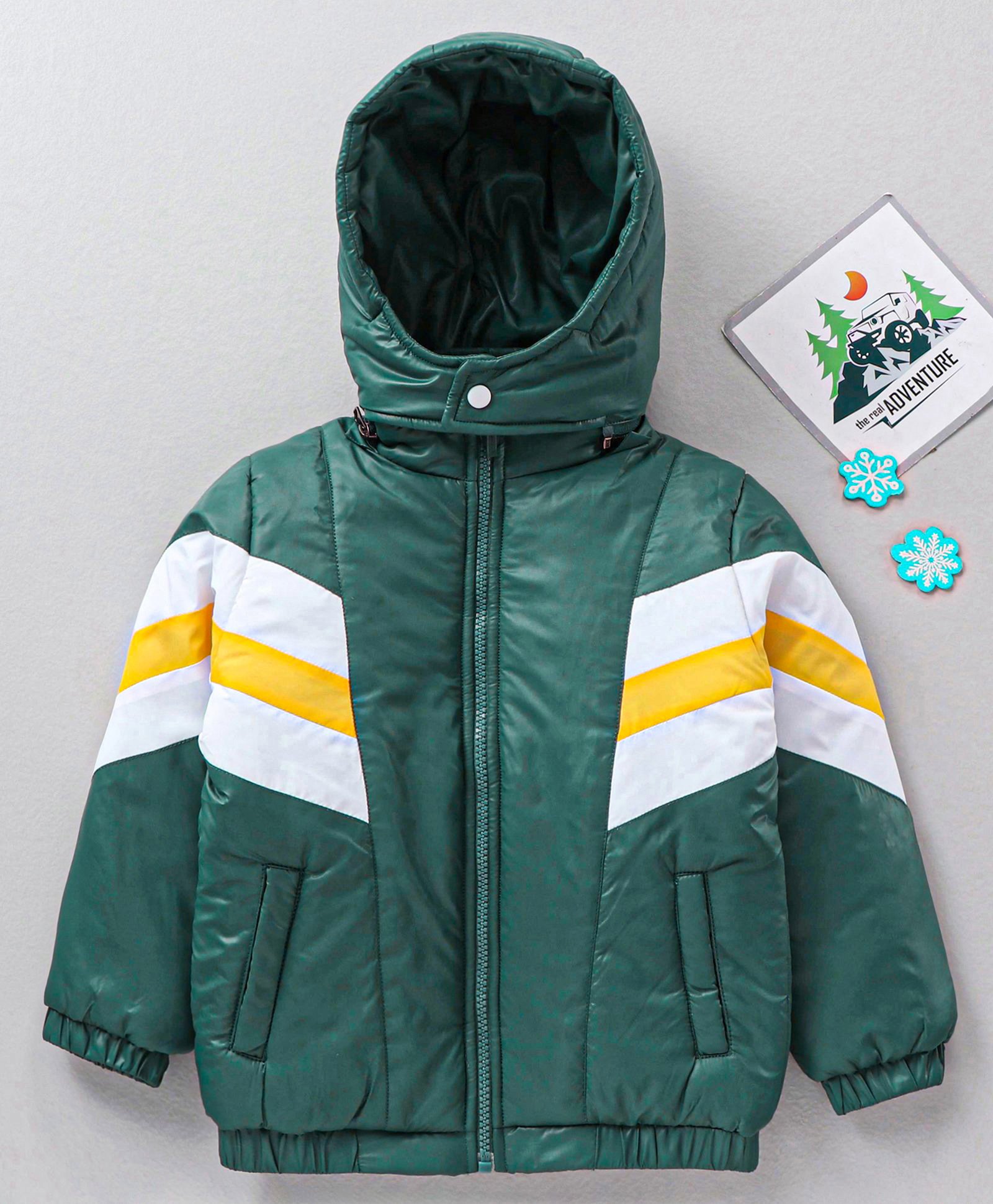 Babyhug Full Sleeves Color Block Hooded Jacket - Multicolor-image-18