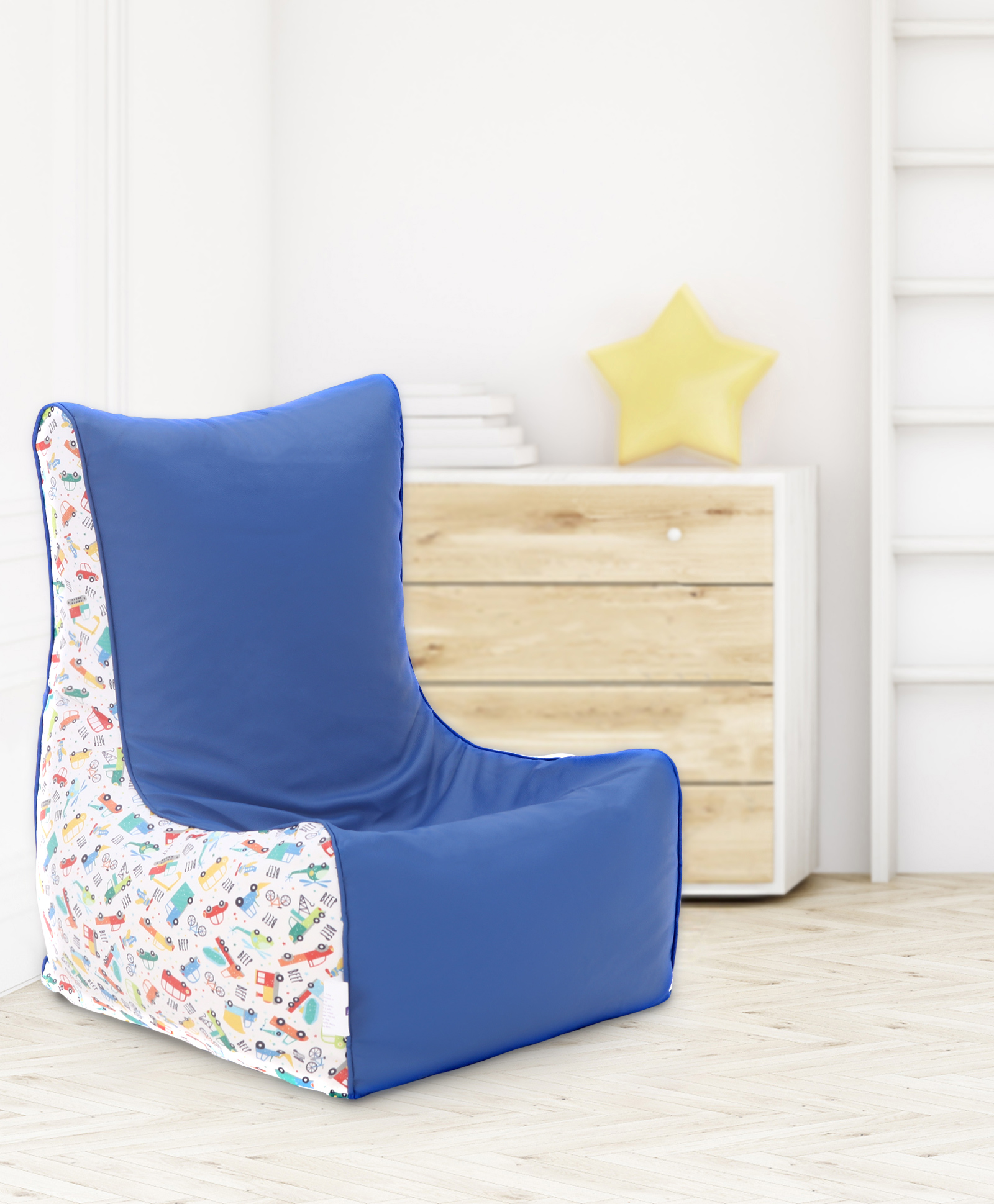 Pine Kids Sofa Bean Bag Without Beans Car Theme - Blue-picture-18