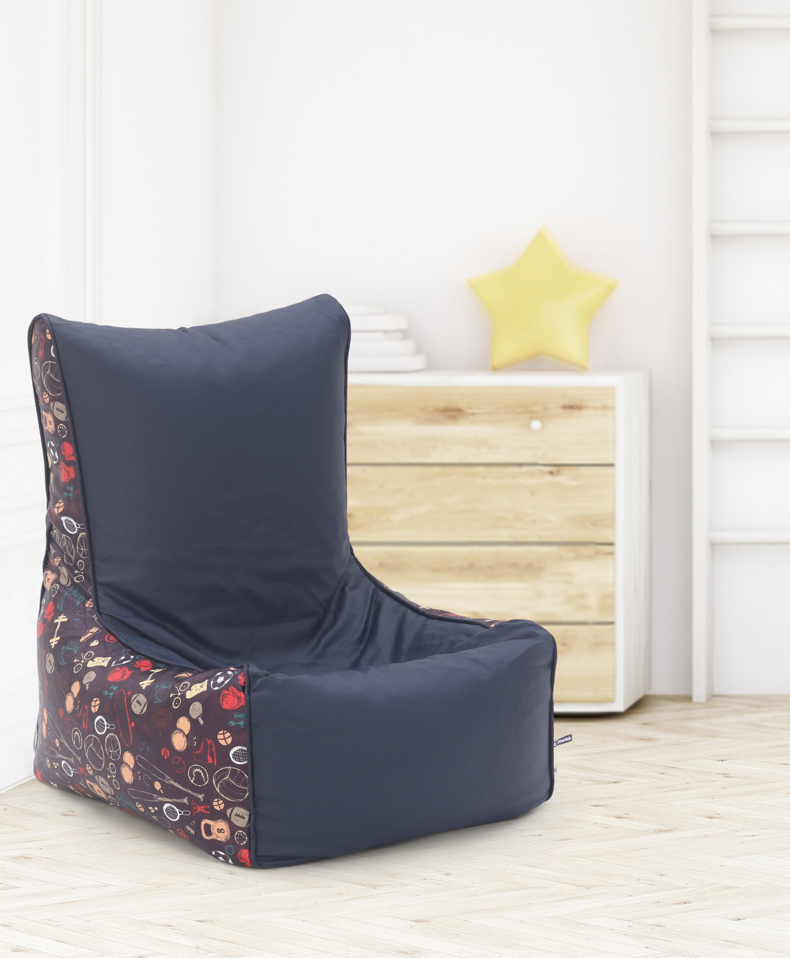 Pine Kids Sofa Bean Bag Without Beans Sports Theme - Black-picture-19