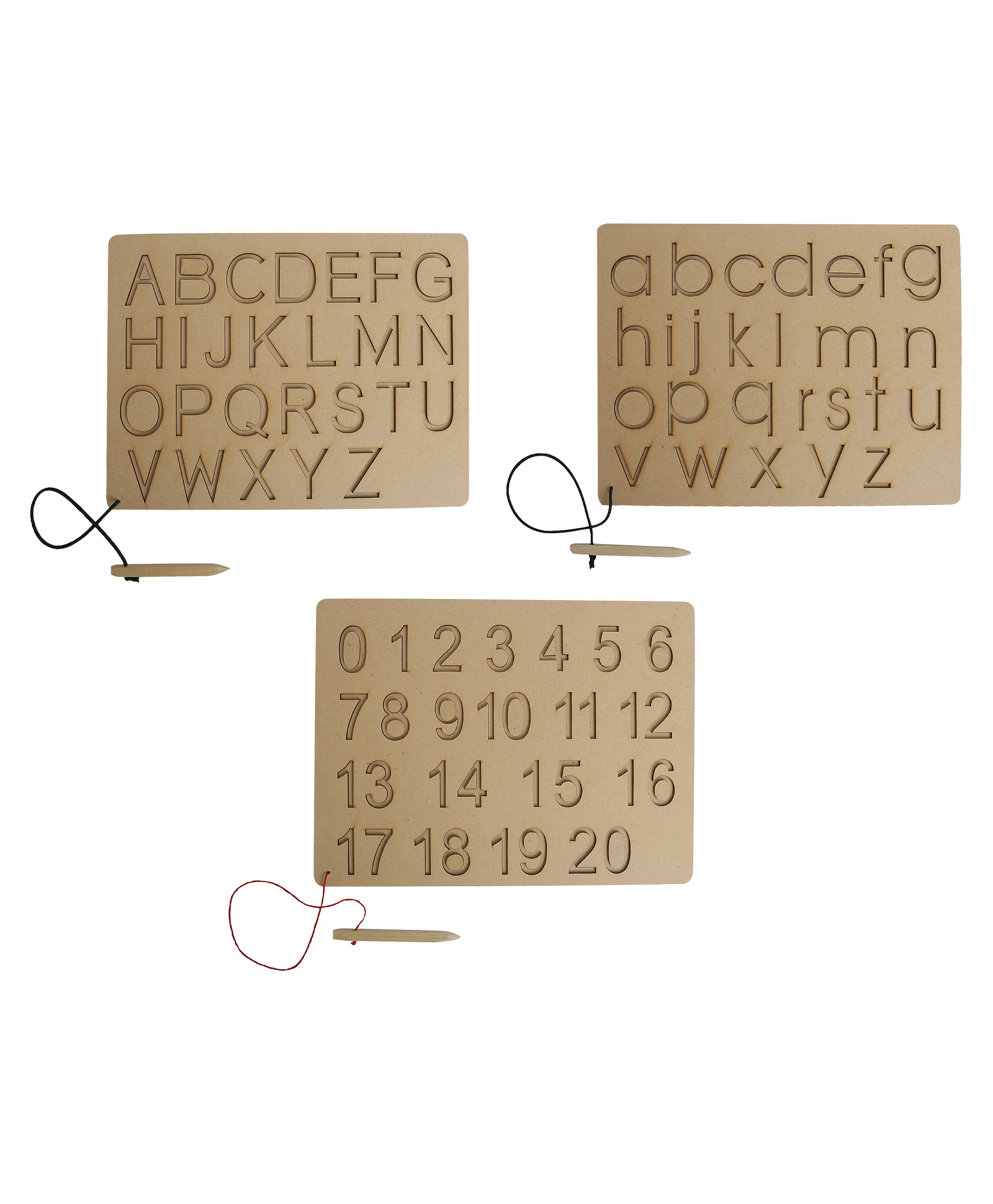 Mindmaker Alphabet Wooden Tracing Boards Uppercase Lowercase & Numbers Wooden Montessori Learning Skills Practice - Brown-image-37