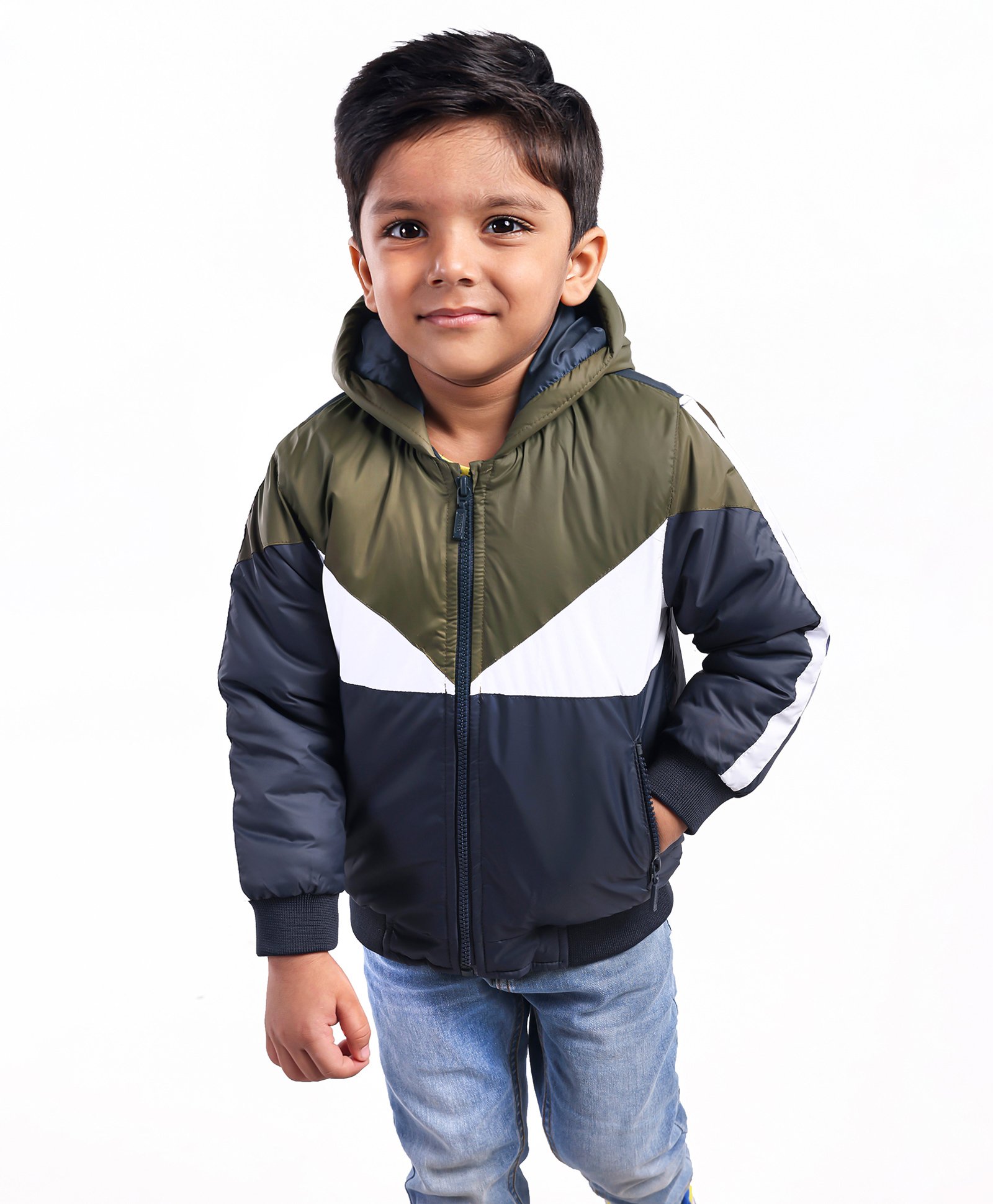 Babyhug Full Sleeves Color Block Hooded Jacket- Multicolor-image-8