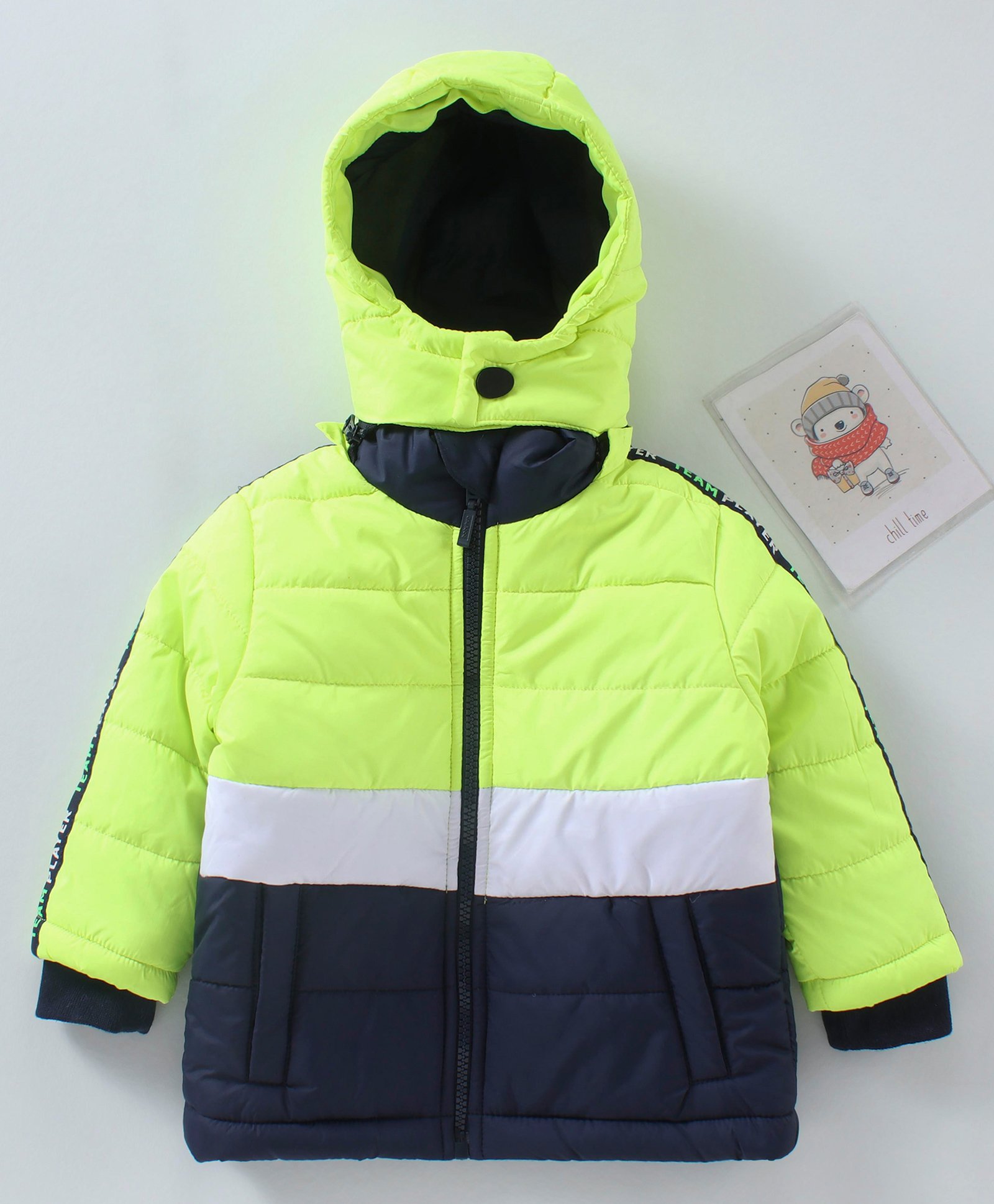 Babyhug Full Sleeves Hooded Fashion Heavy Winter Color Blocked Jacket - Multicolor-image-22