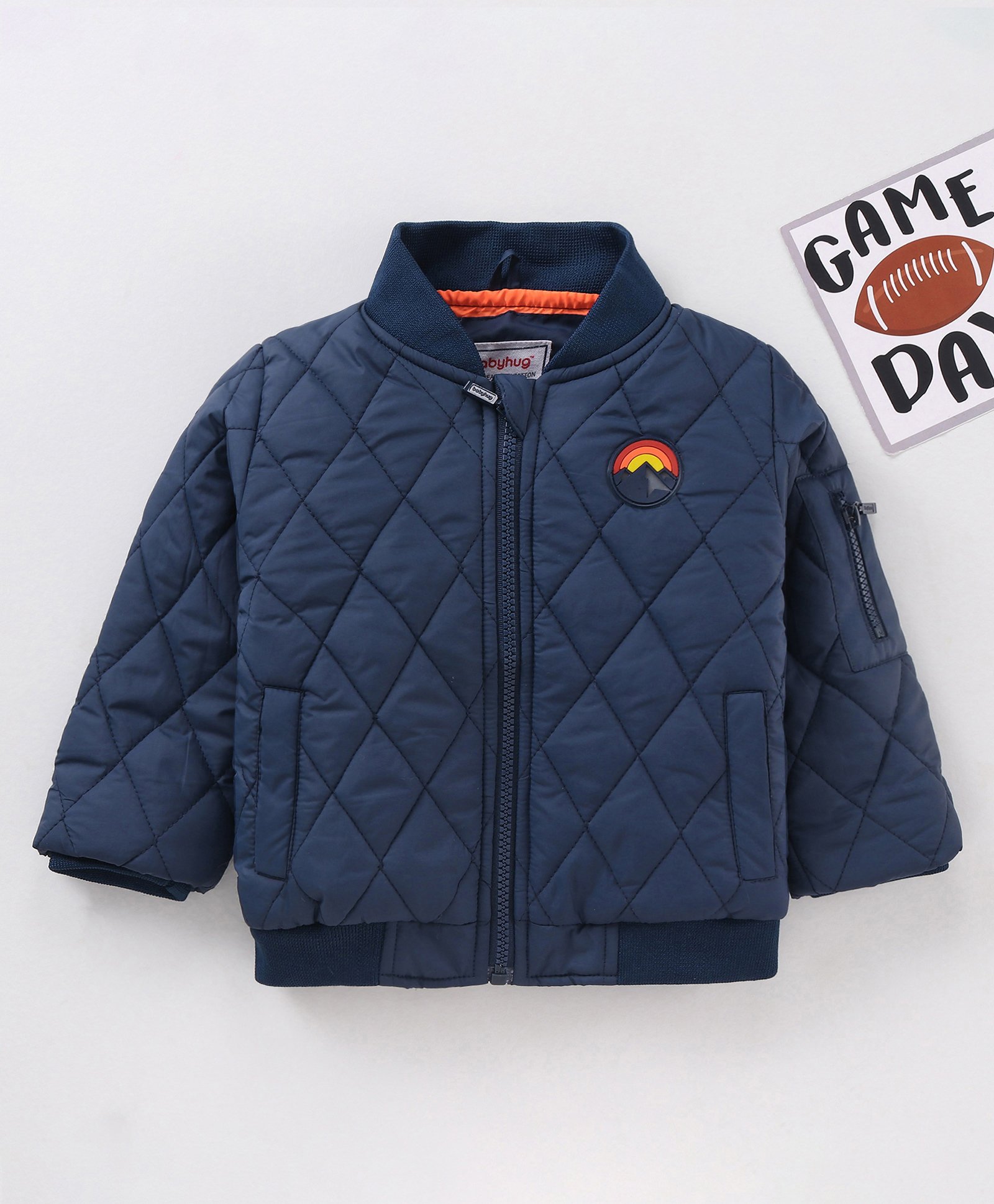 Babyhug Full Sleeves Padded Jacket Solid Colour - Navy-image-39