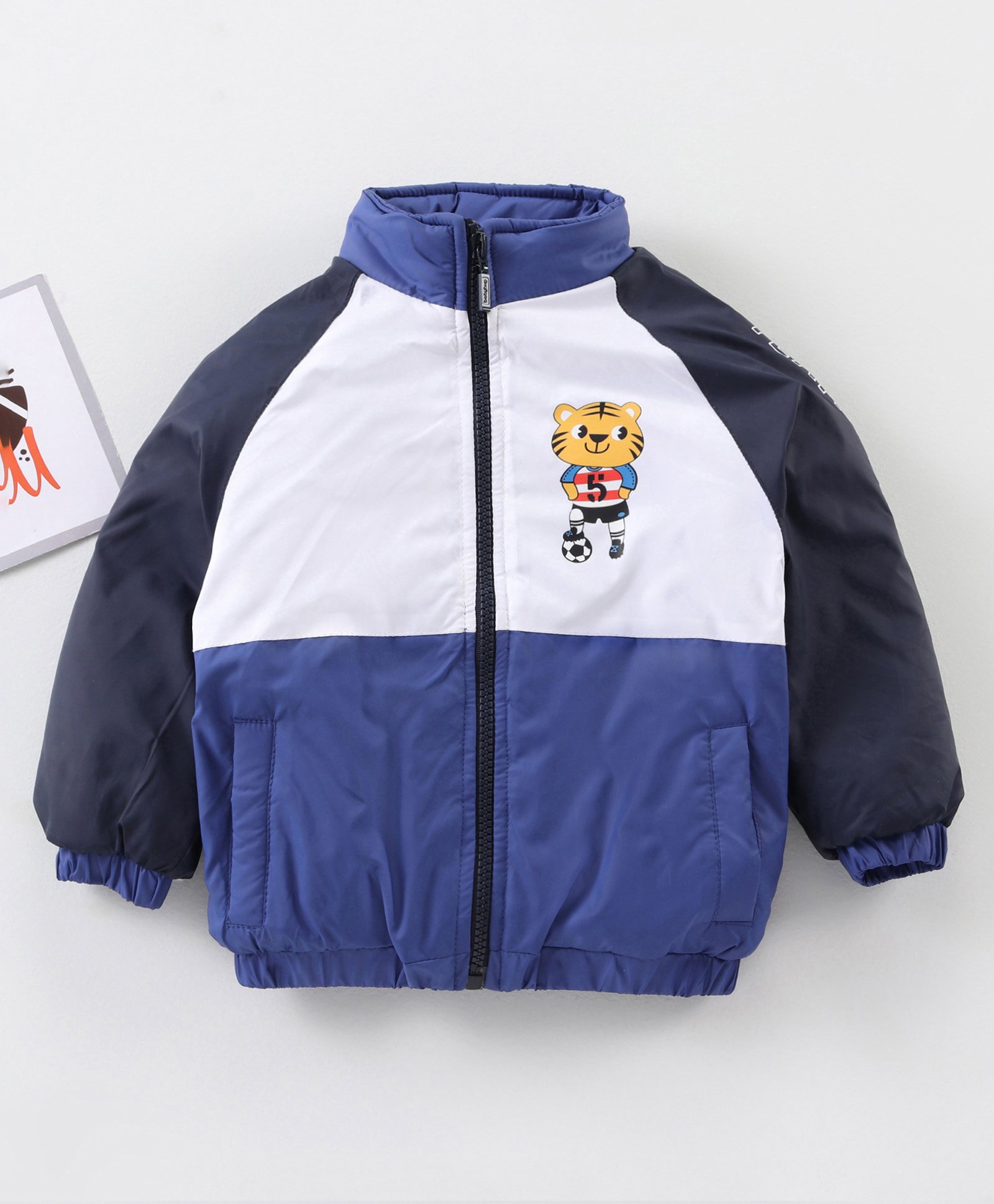 Babyhug Full Sleeves Color Block Jacket- Blue-image-20