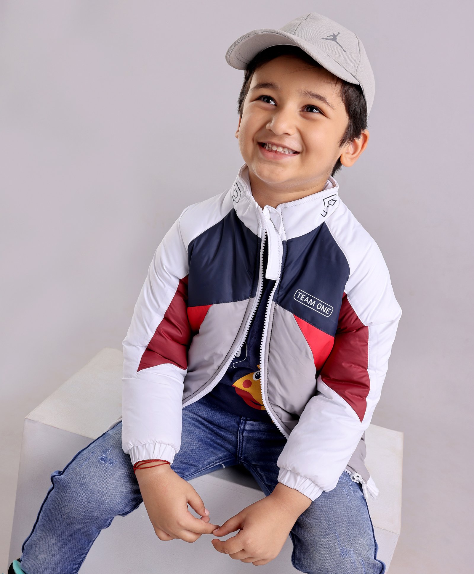 Babyhug Full Sleeves Jacket Color Block Print- Multicolor-image-1
