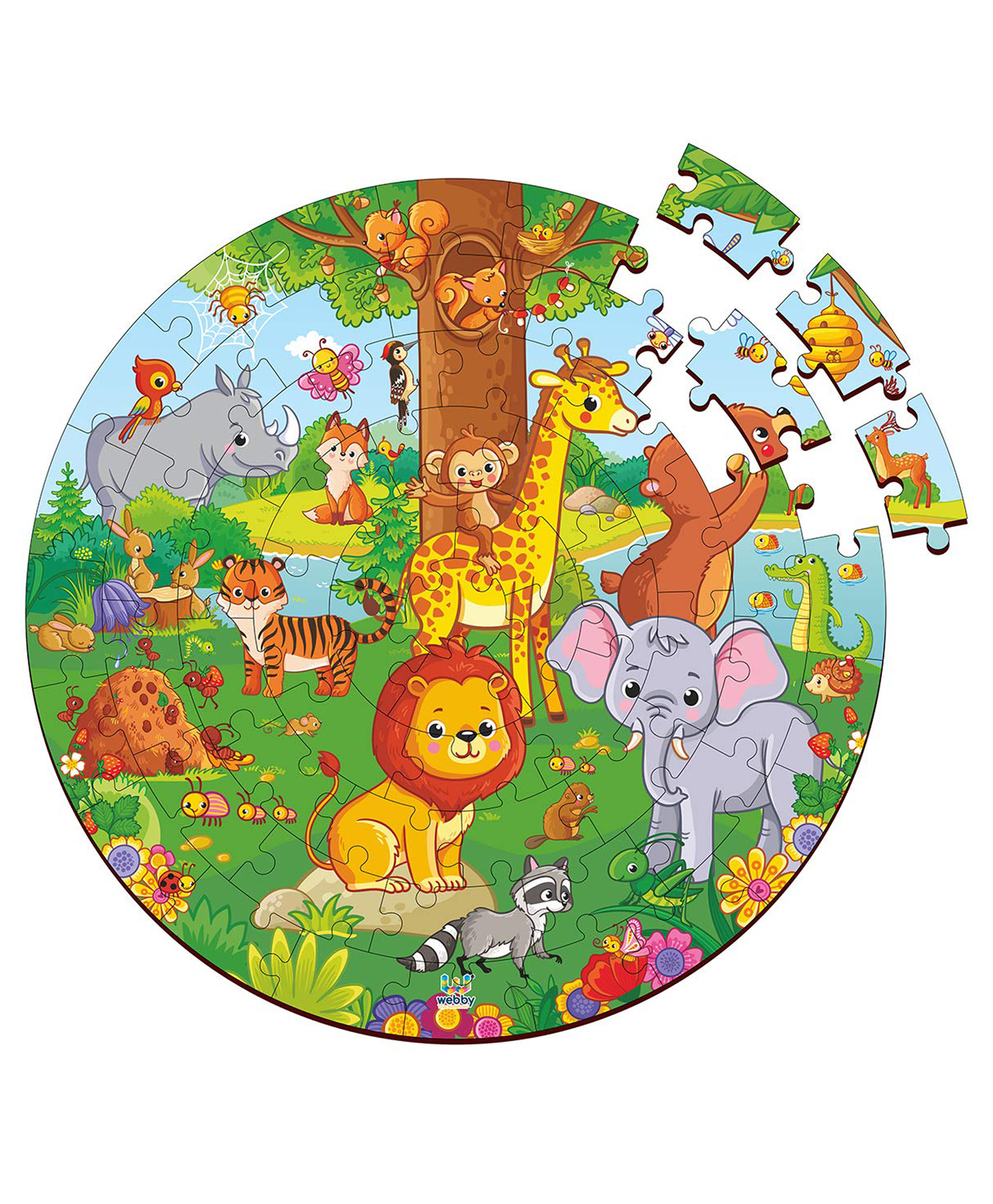 Lattice Wooden Jungle Jigsaw Puzzle Multicolor - 60 Pieces-image-45